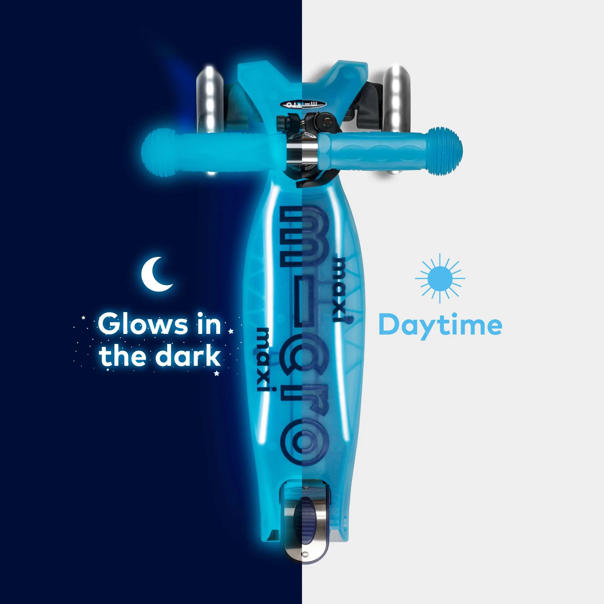 Trotineta Micro Maxi Deluxe Glow LED Plus Crystal Blue foto