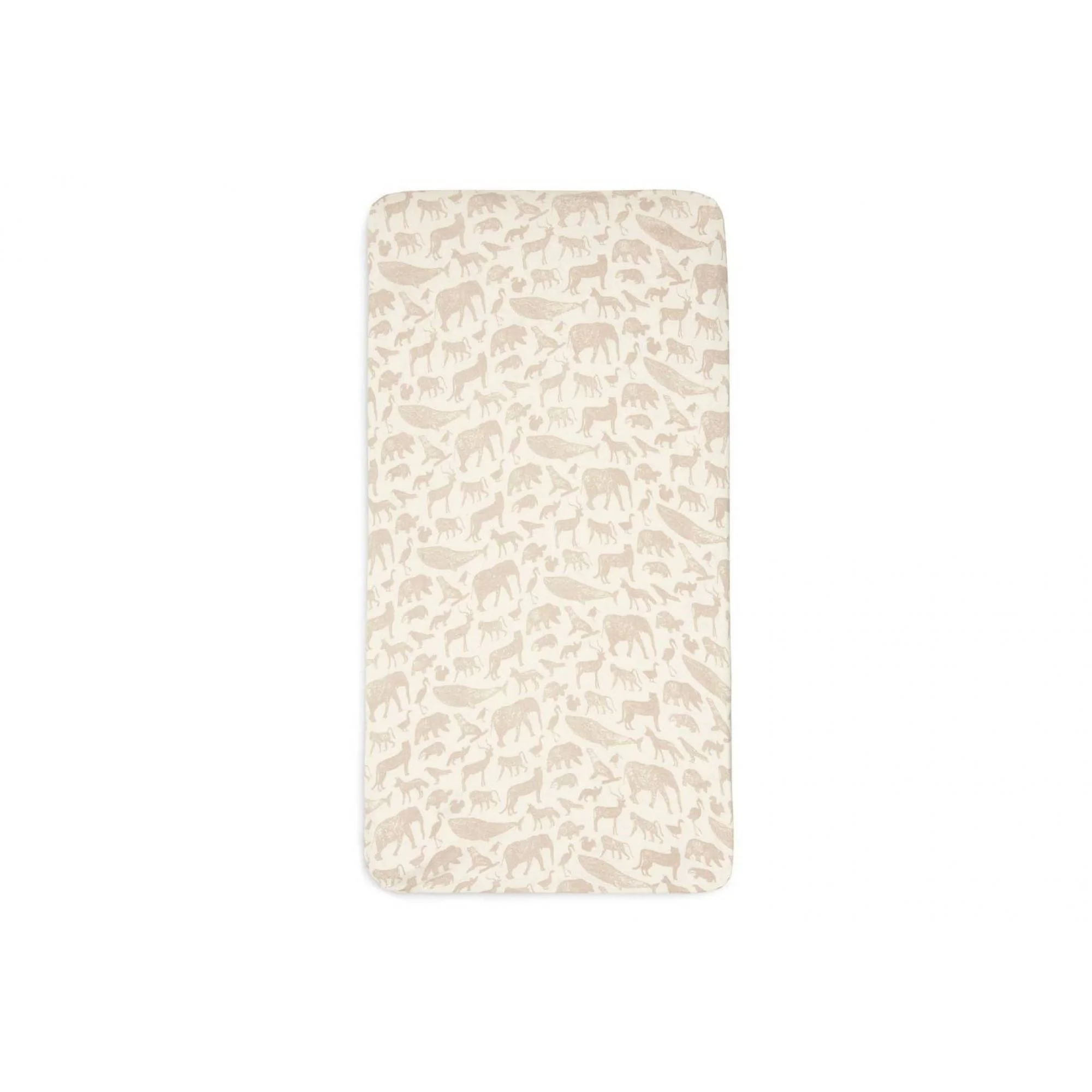 Cearsaf cu elastic Jollein Jersey Animals Nougat, 120x60 cm foto