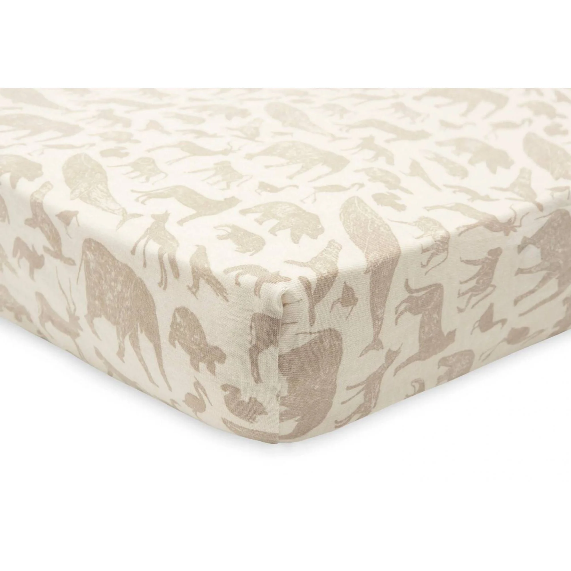 Cearsaf cu elastic Jollein Jersey Animals Nougat, 120x60 cm foto