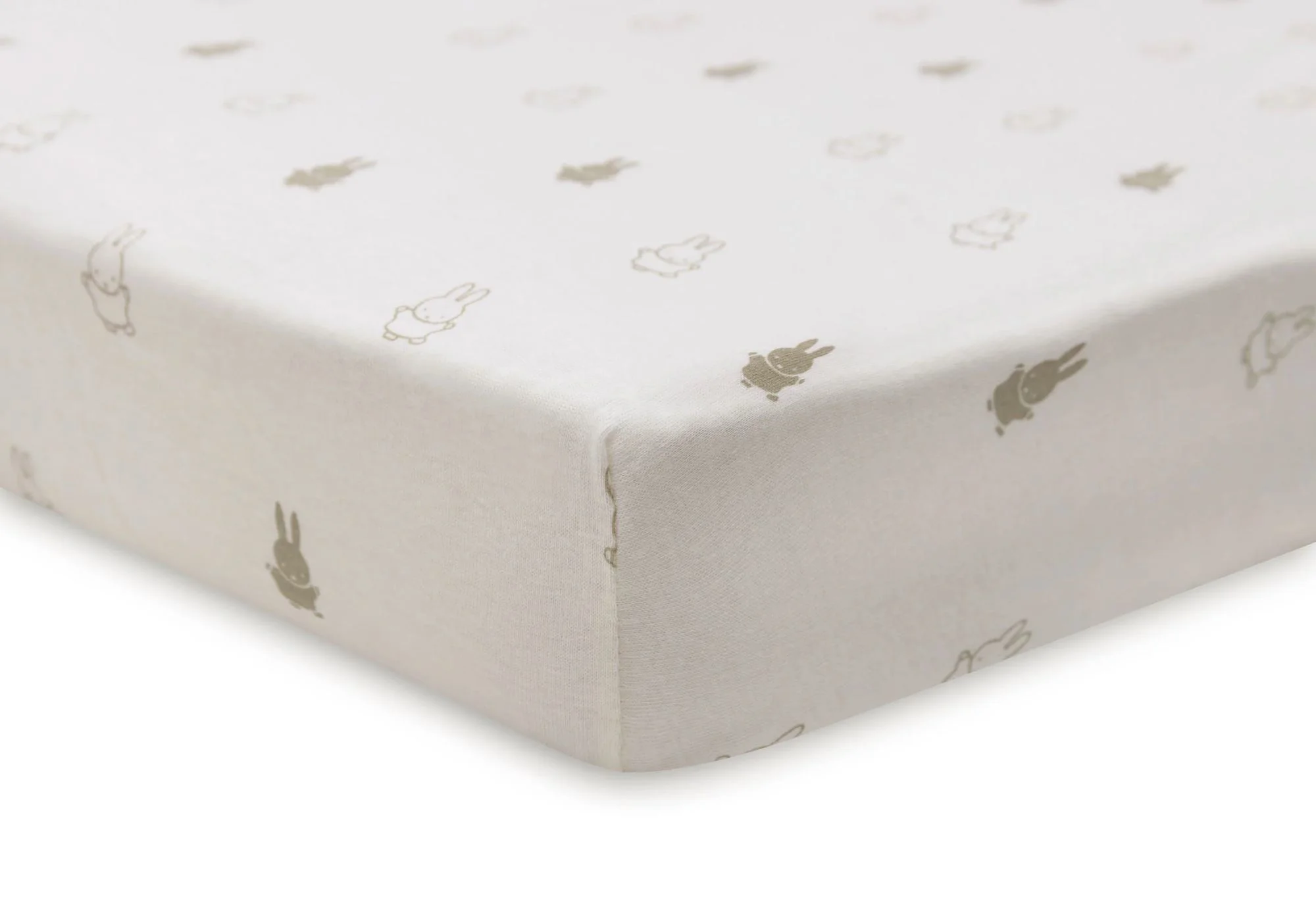 Простыня на резинке Jollein Jersey Happy Miffy Olive Green, 120x60 см foto