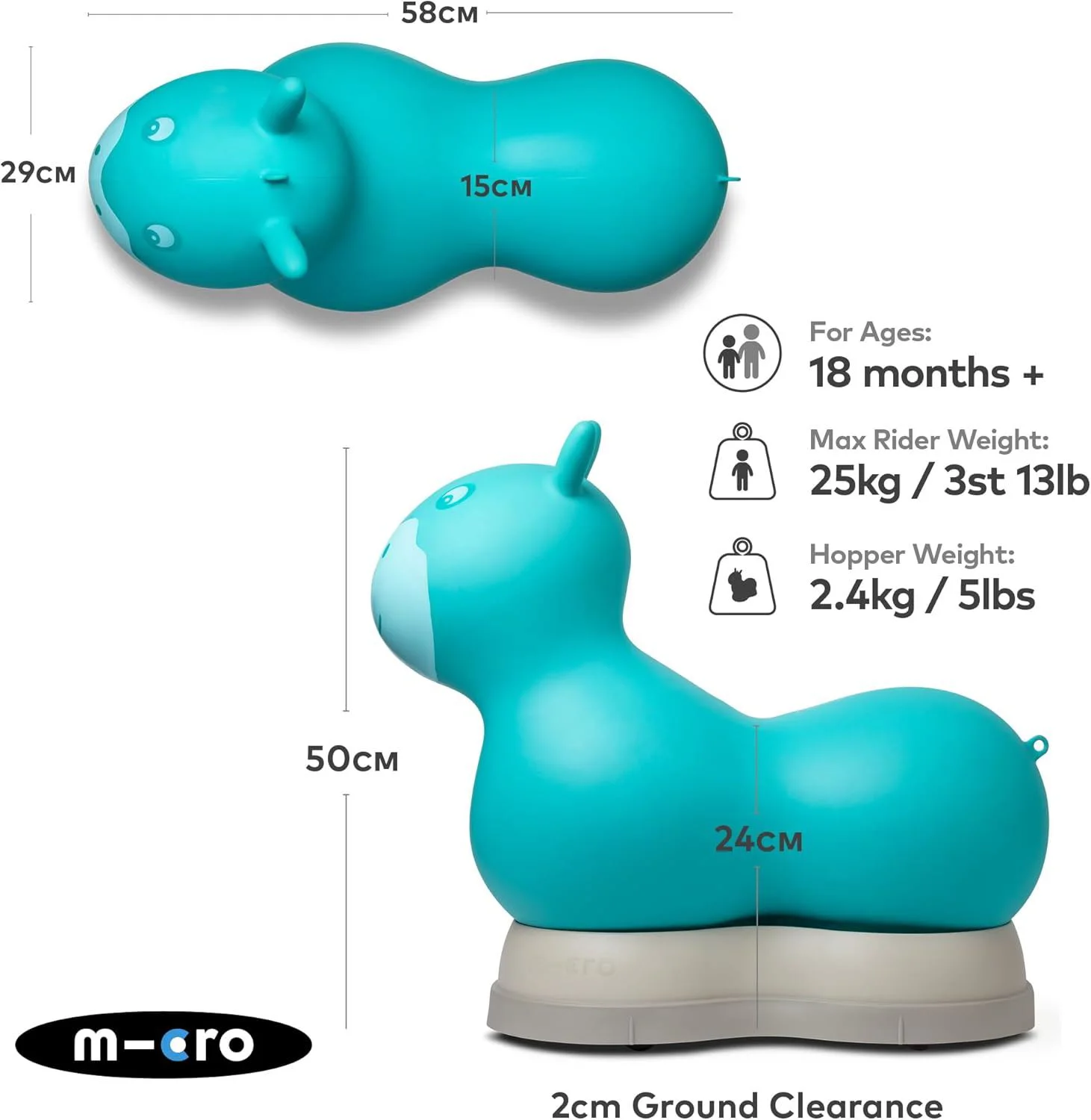 Tolocar Ride-On Micro Air Hopper II Aqua