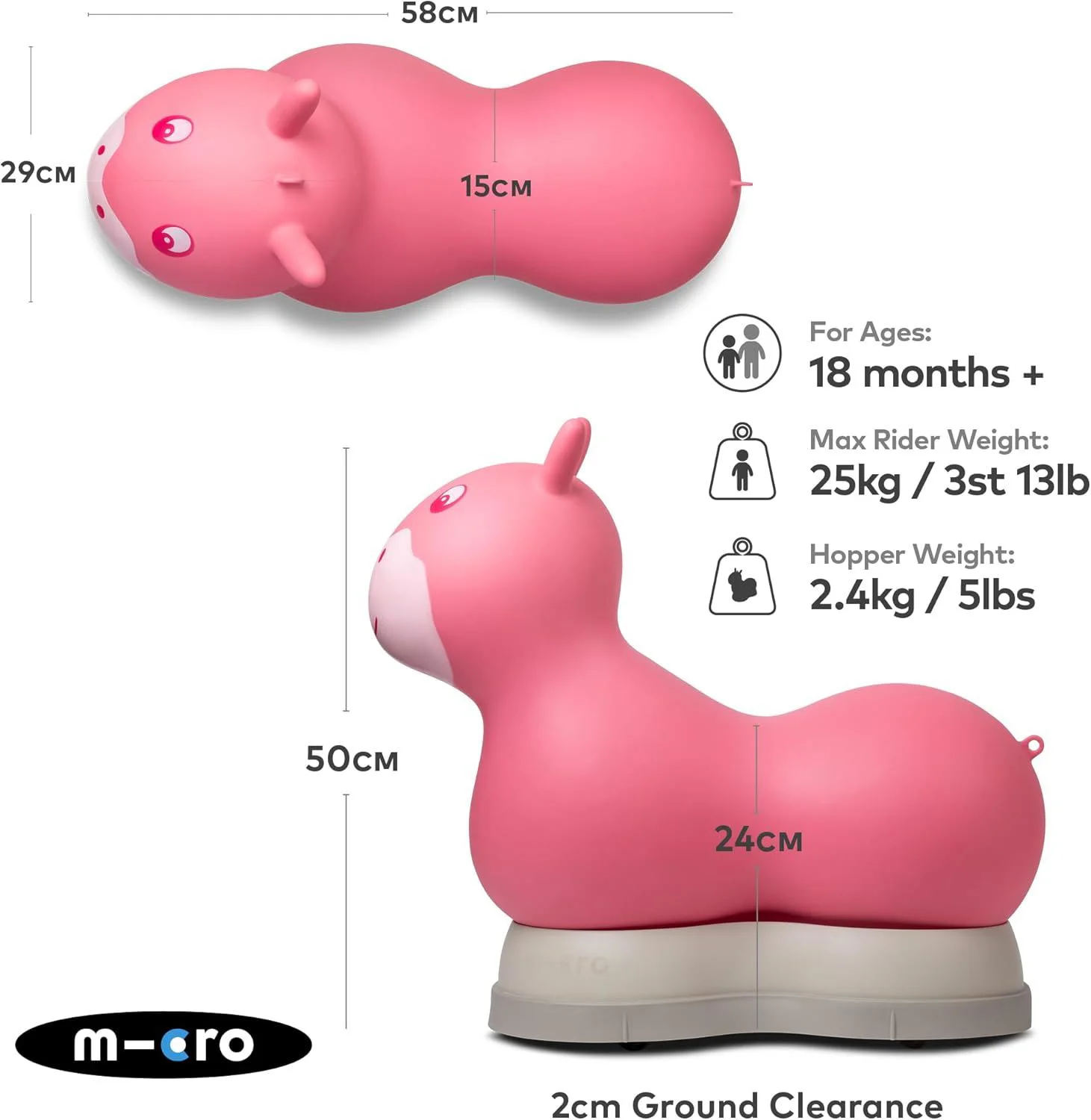 Tolocar Ride-On Micro Air Hopper II Pink