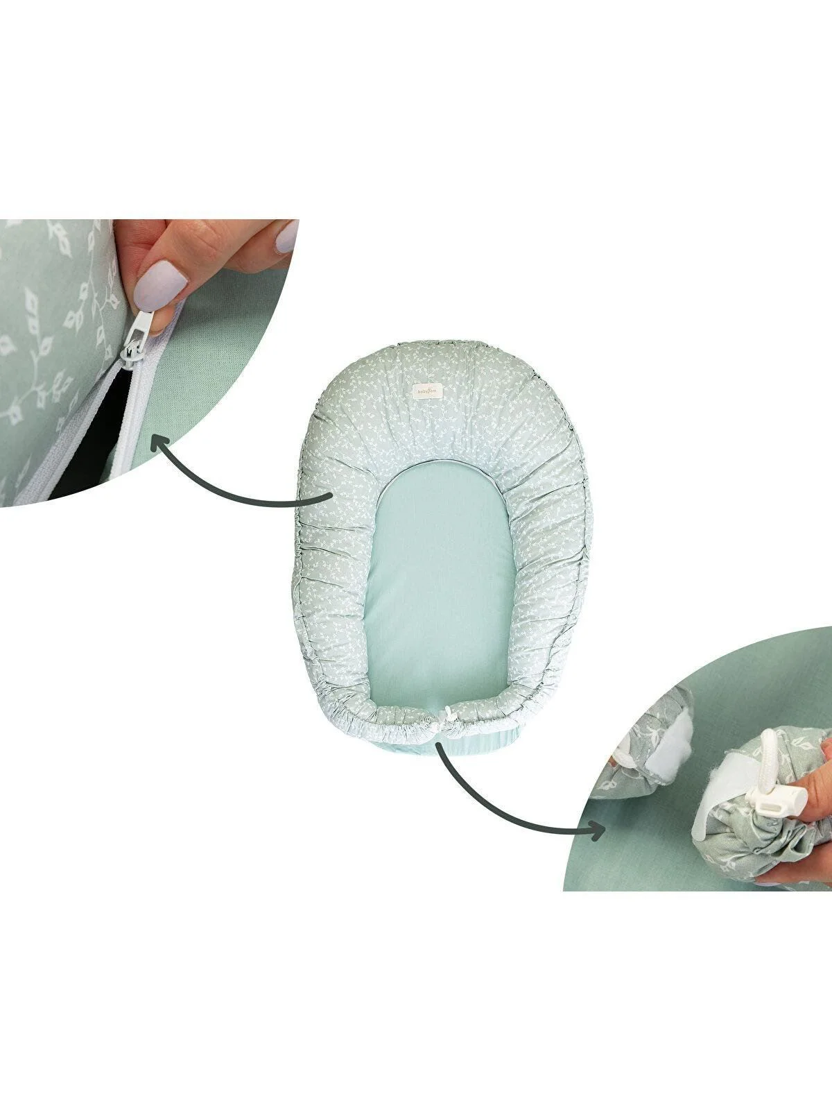 Saltea reductor 5 in 1 BabyJem BabyNest Cushion Green Flower foto