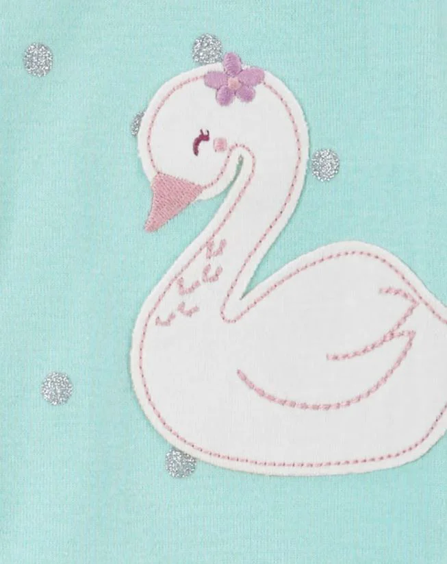 Carter's Pijama cu fermoar Light Blue Swan foto