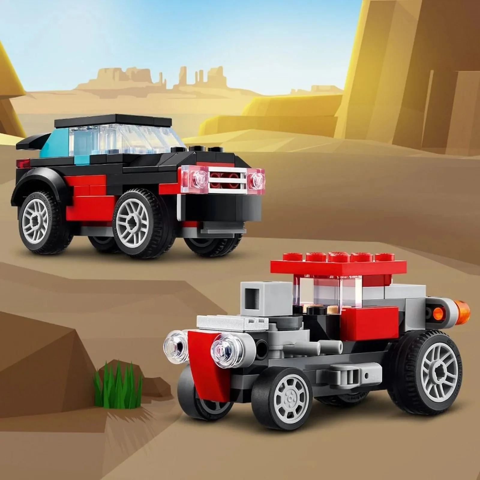 Set de constructie 3 in 1 LEGO Creator Camioneta-platforma cu elicopter, 270 el. foto