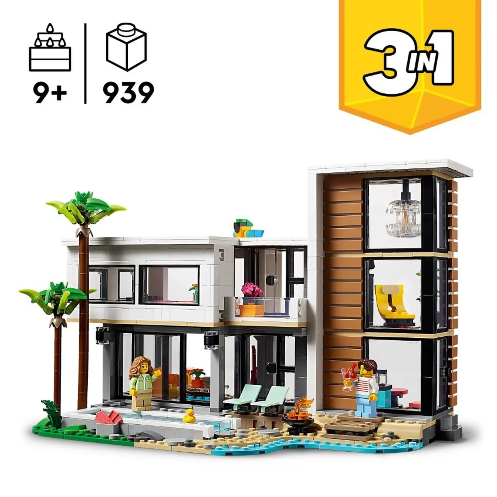 Set de constructie 3 in 1 LEGO Creator Casa moderna, 939 el. foto