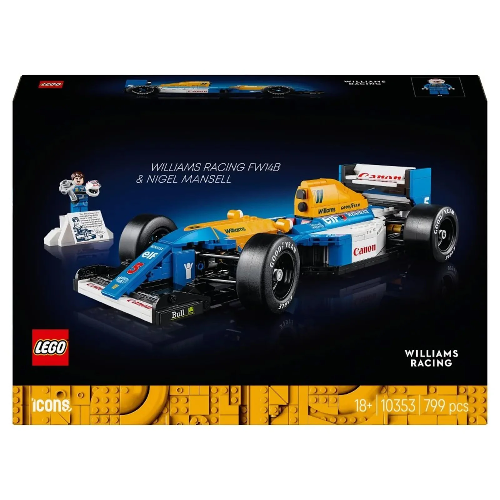 Set de constructie LEGO Icons Williams Racing FW14B si Nigel Mansell, 799 el. foto
