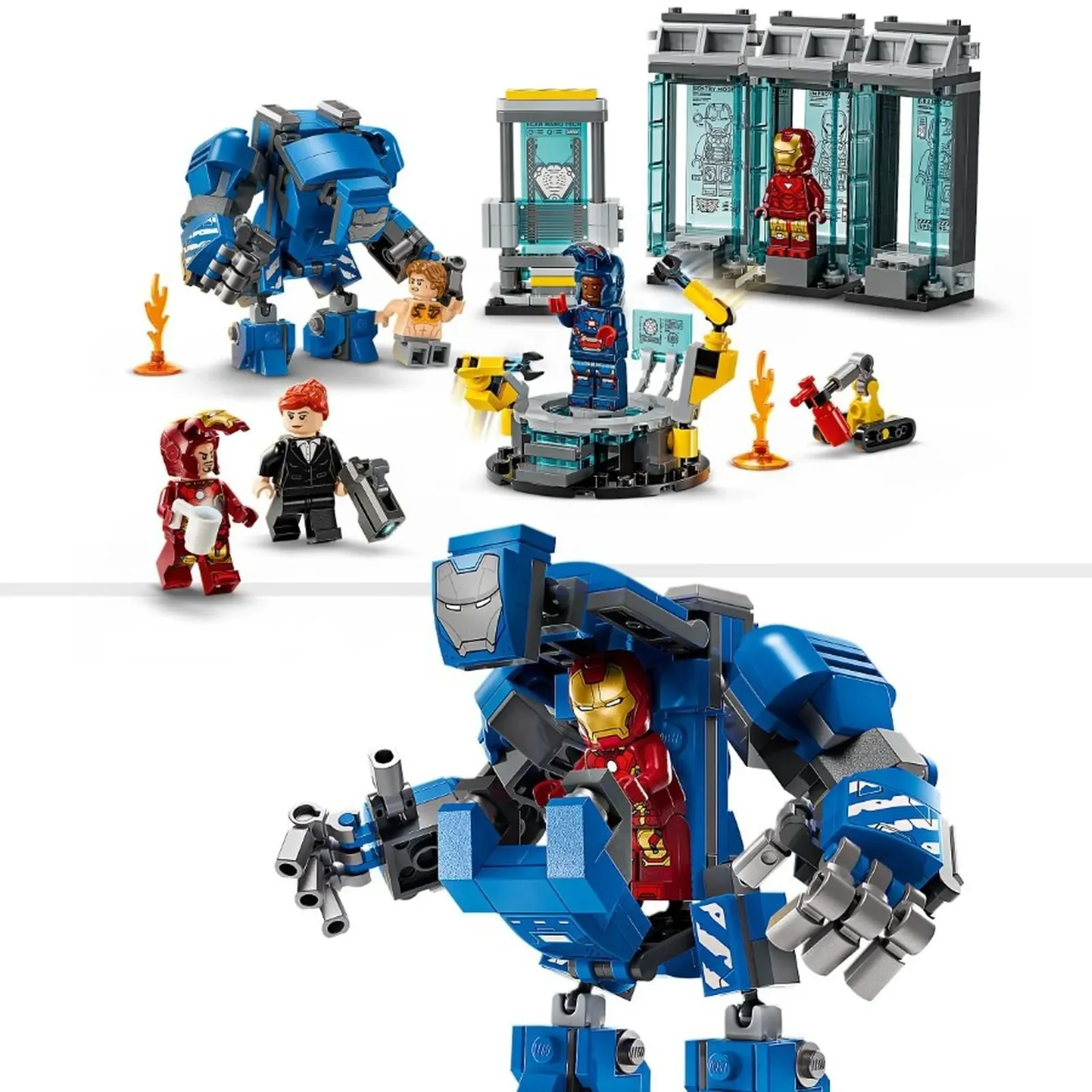 Set de constructie LEGO Marvel Laboratorul lui Iron Man: Sala armurilor, 384 el. foto