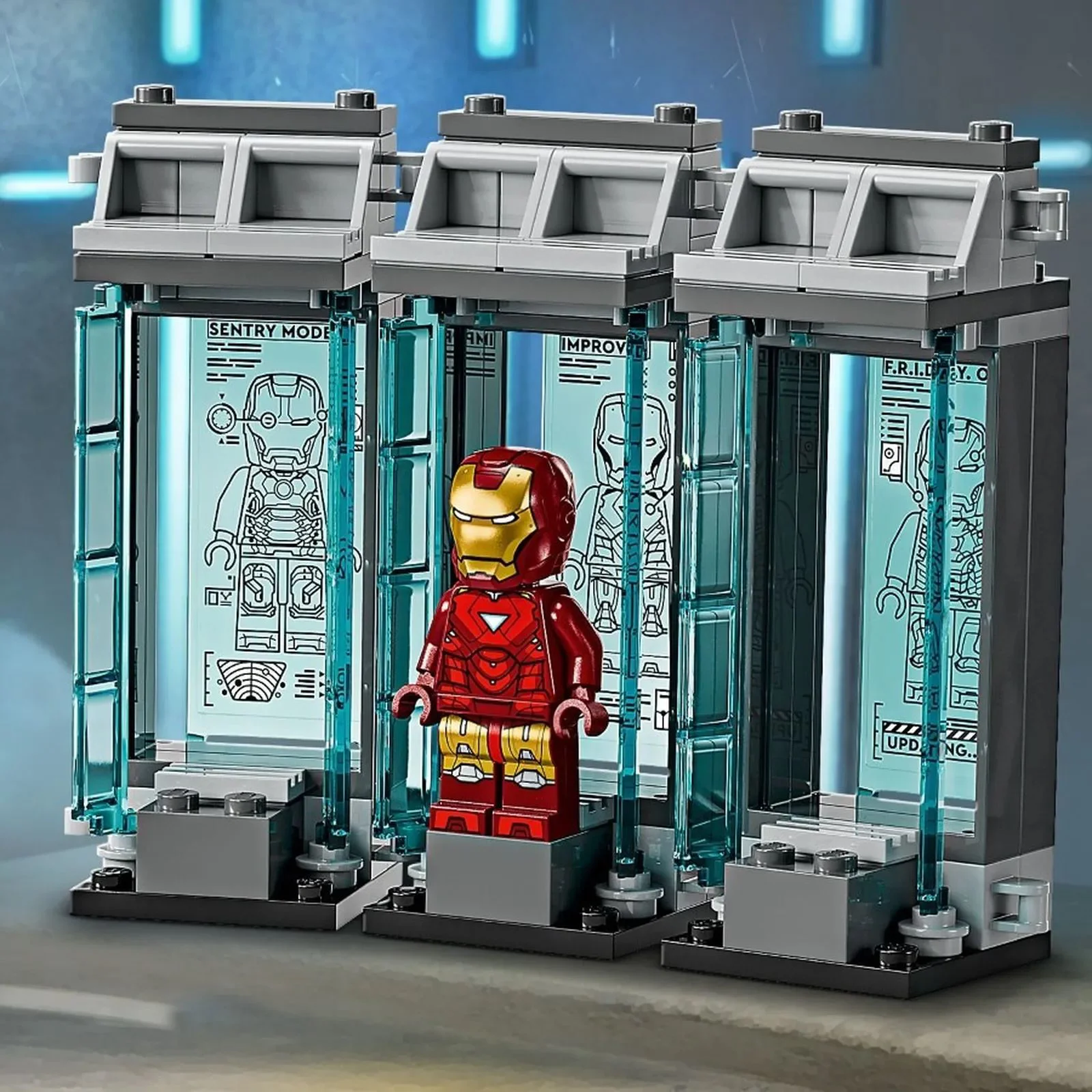Set de constructie LEGO Marvel Laboratorul lui Iron Man: Sala armurilor, 384 el. foto