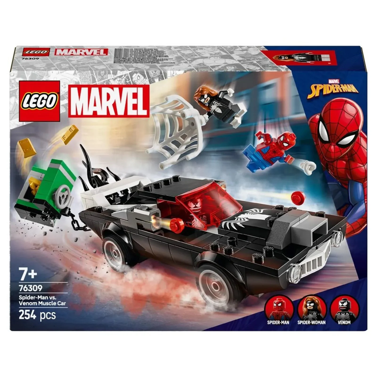 Set de constructie LEGO Marvel Omul Paianjen vs. Masina fortoasa a lui Venom, 254 el. foto