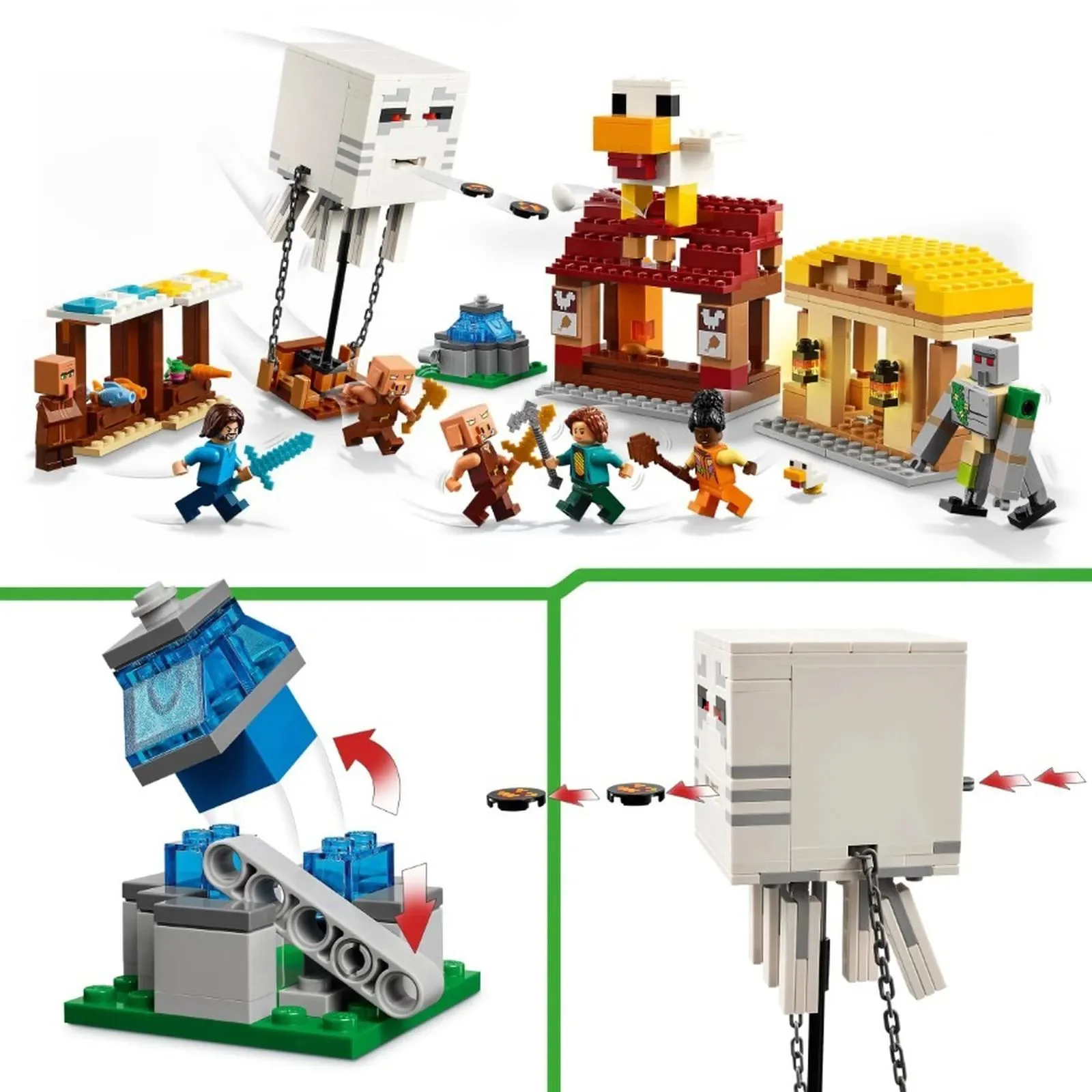 Строительный набор LEGO Minecraft Атака шара-гаста на деревню, 555 эл.