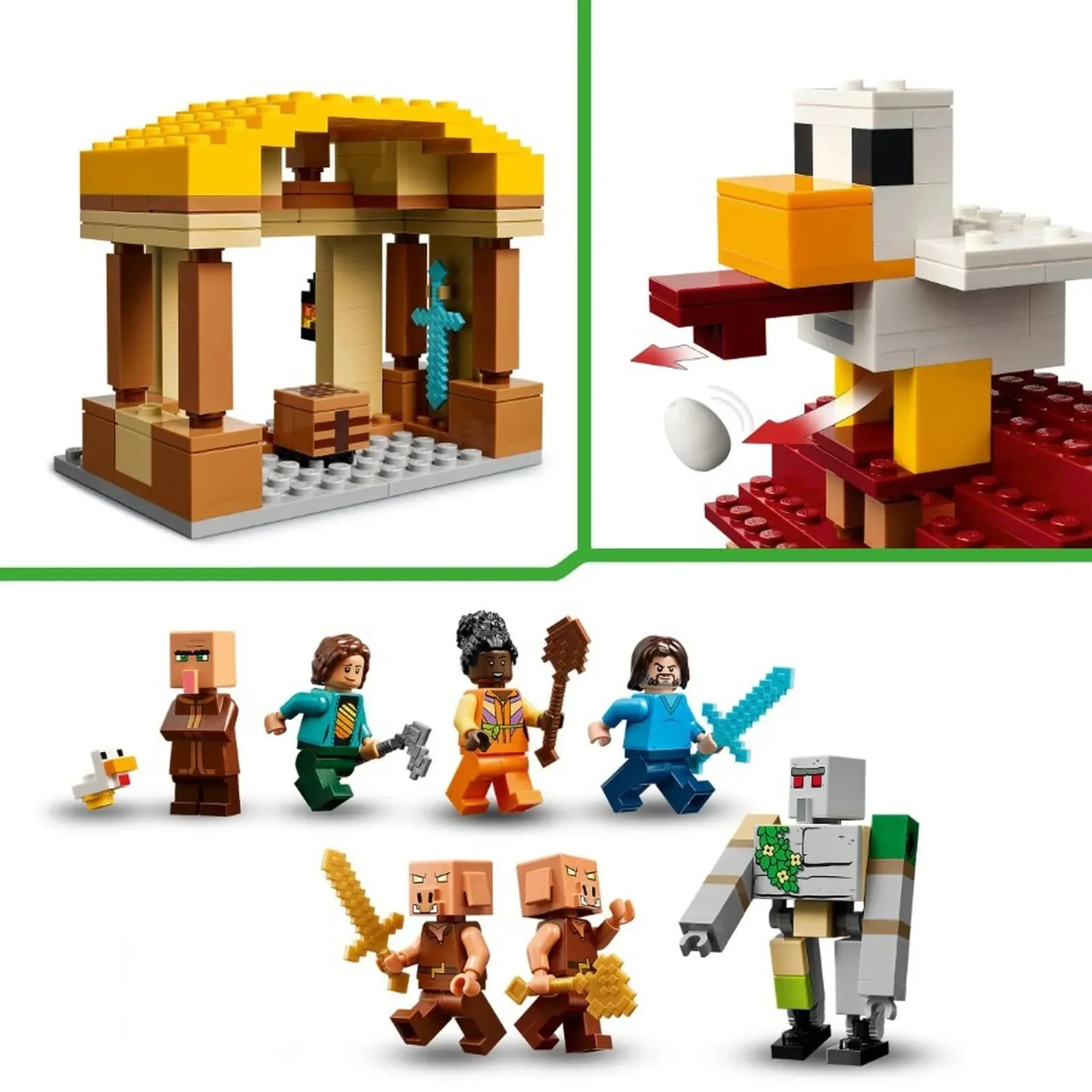 Строительный набор LEGO Minecraft Атака шара-гаста на деревню, 555 эл.