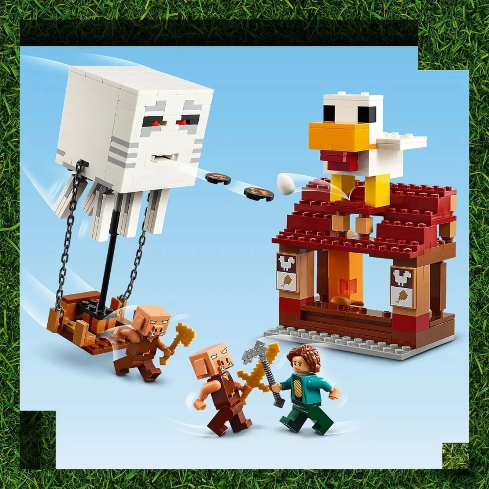 Строительный набор LEGO Minecraft Атака шара-гаста на деревню, 555 эл.
