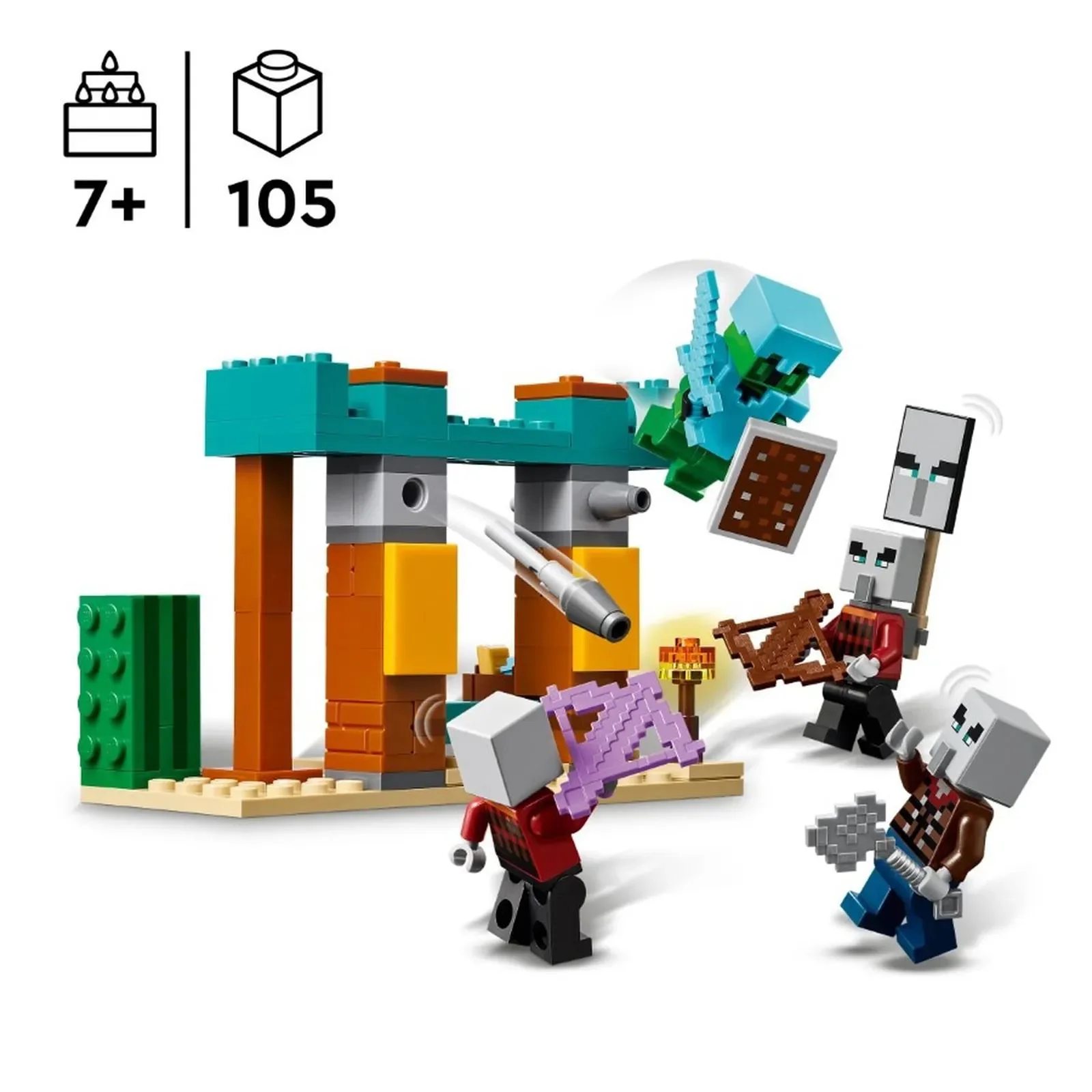 Строительный набор LEGO Minecraft Пустынный патруль илладжеров, 105 эл.