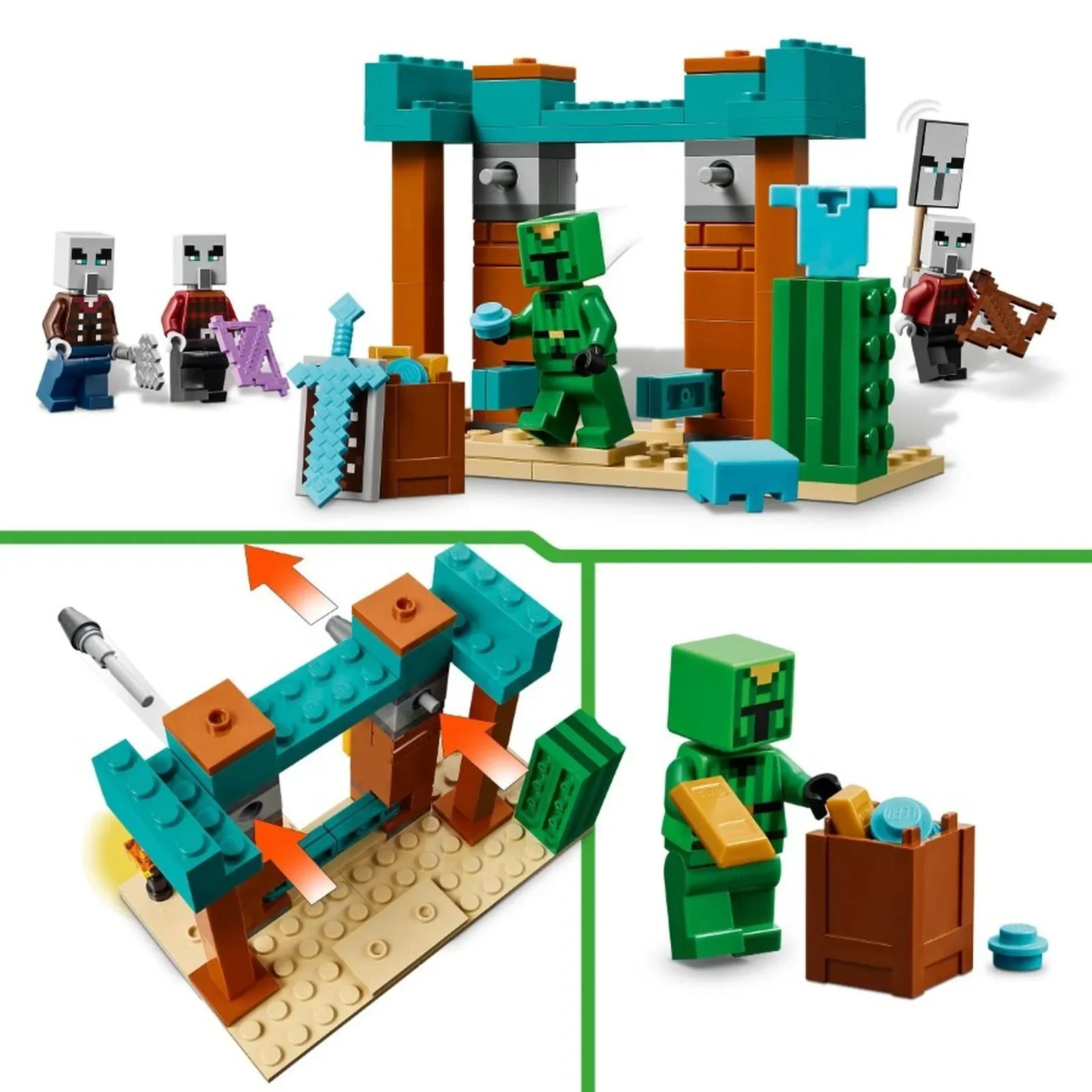 Строительный набор LEGO Minecraft Пустынный патруль илладжеров, 105 эл.