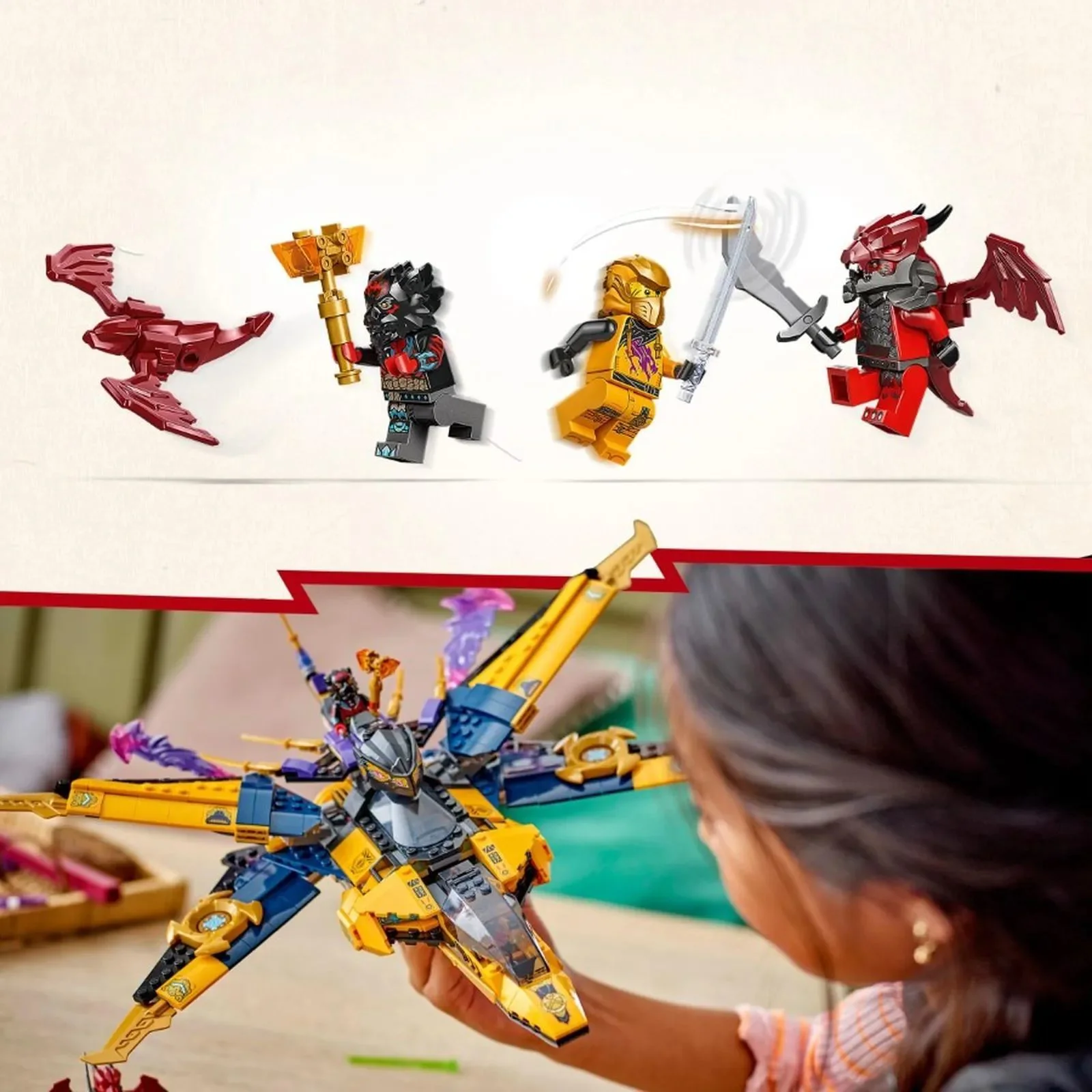 Set de constructie LEGO Ninjago Superavionul cu reactie al lui Ras si Arin, 510 el. foto