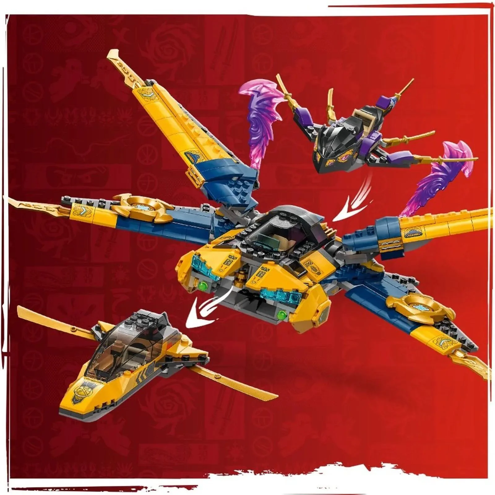 Set de constructie LEGO Ninjago Superavionul cu reactie al lui Ras si Arin, 510 el. foto