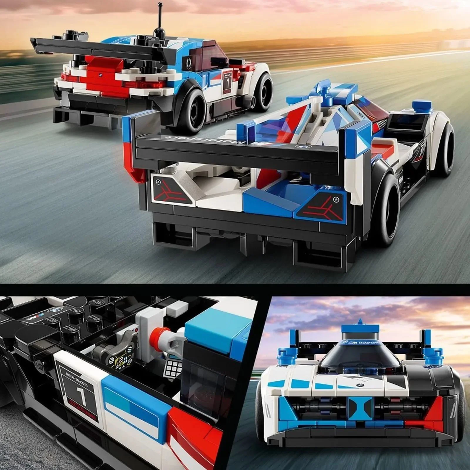 Конструктор LEGO Speed Champions Гоночные автомобили BMW M4 GT3 и BMW M Hybrid V8, 676 эл. foto