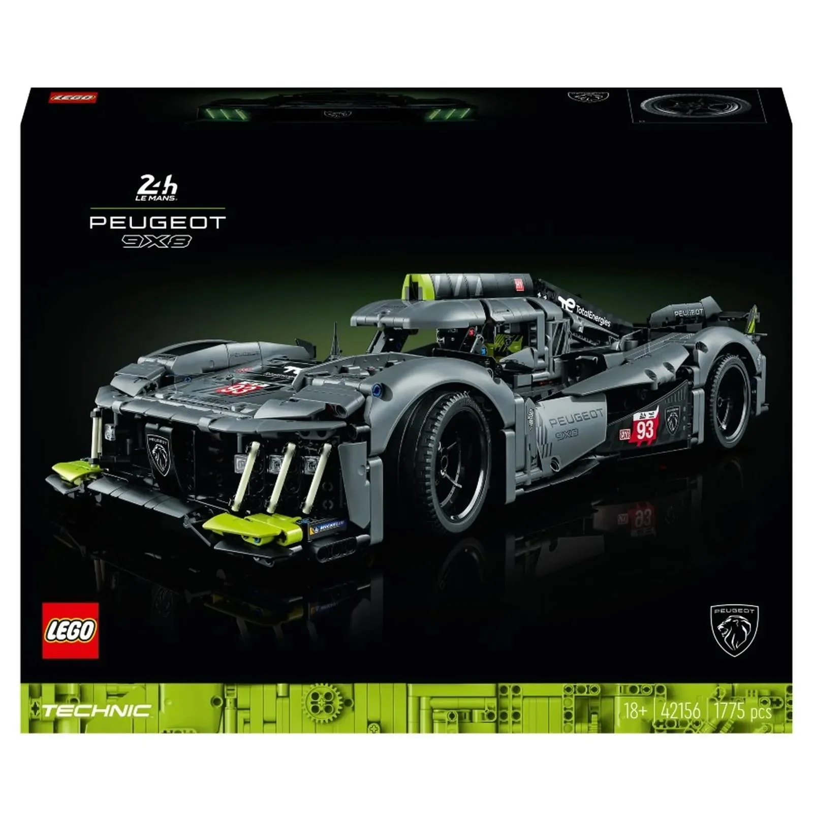 Set de constructie LEGO Technic PEUGEOT 9X8 24H Le Mans Hybrid Hypercar, 1775 el.