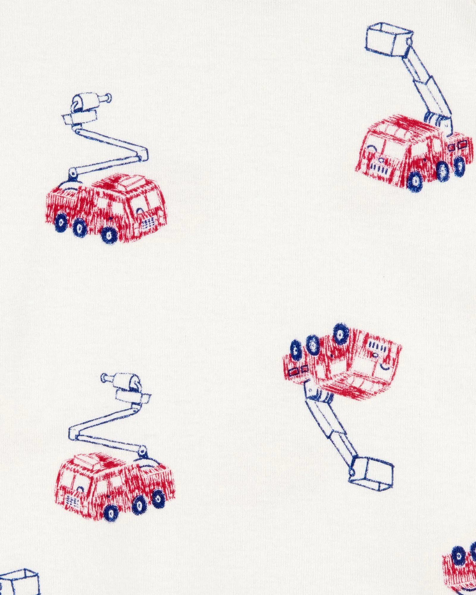 Carter's Set 2 pijamale White-Red Firetruck