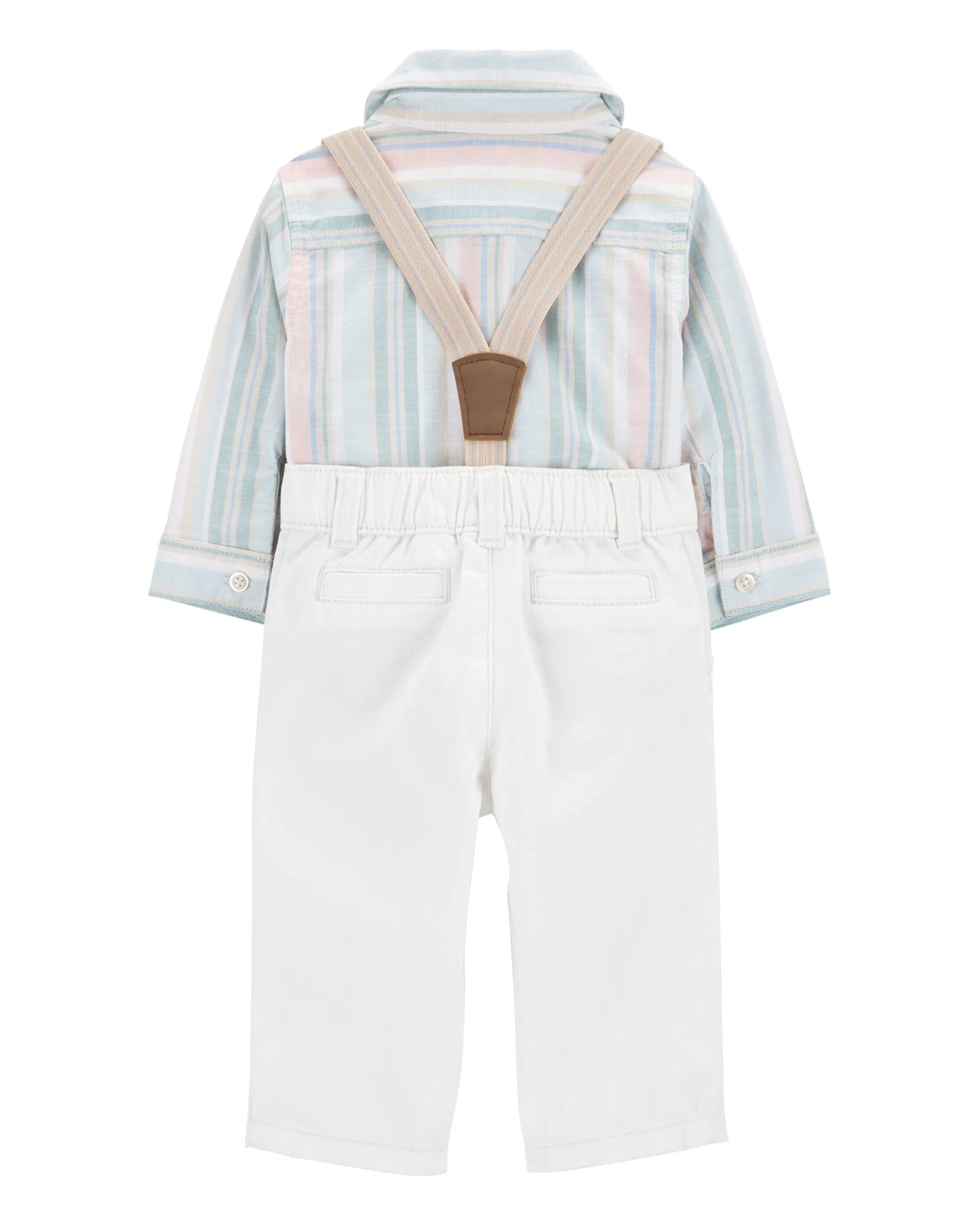Carter's Set 3 piese Striped Polo - Body tip camasa, pantaloni si bretele