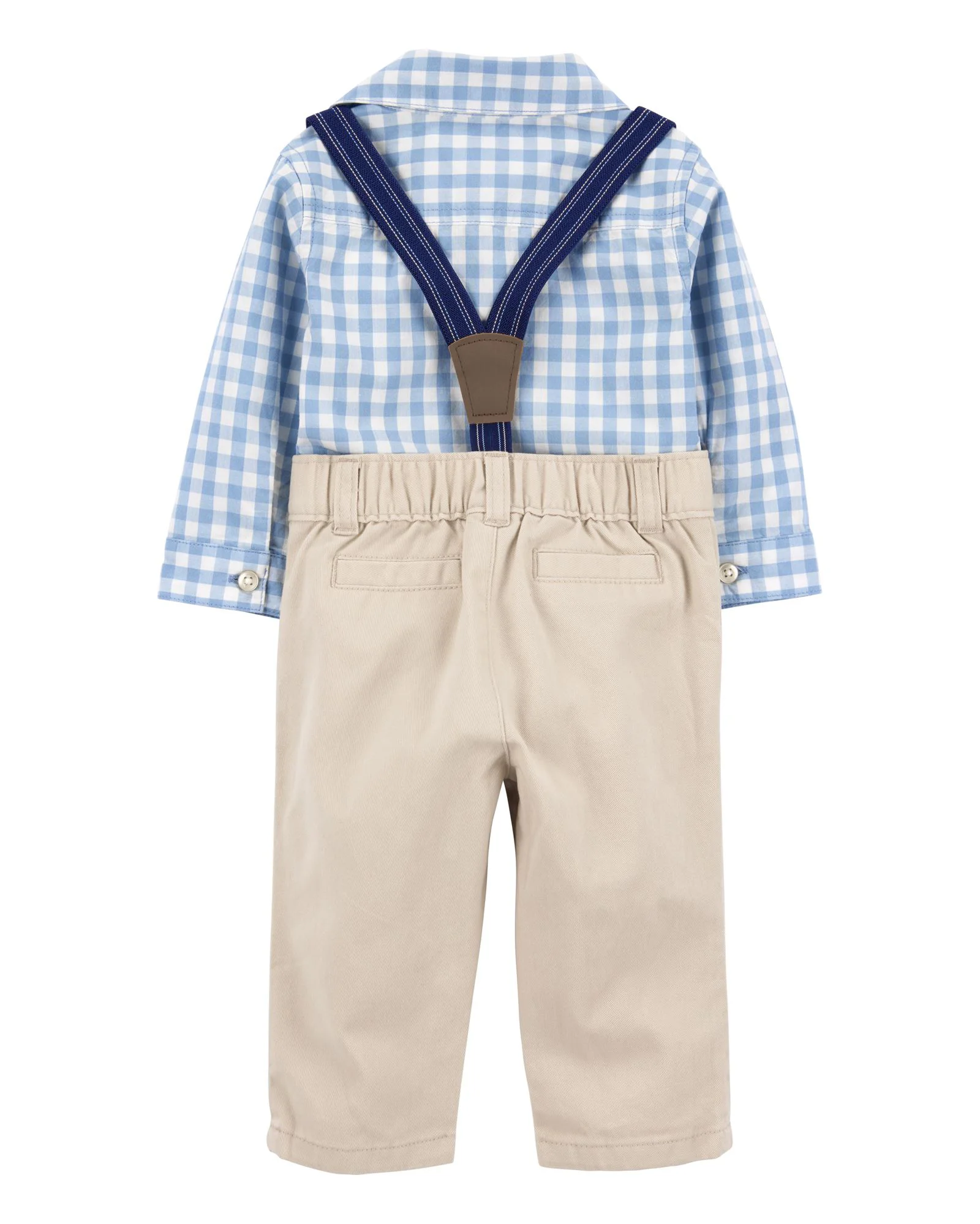 Carter's Set 3 piese Blue Gingham - Body tip camasa, pantaloni si bretele foto