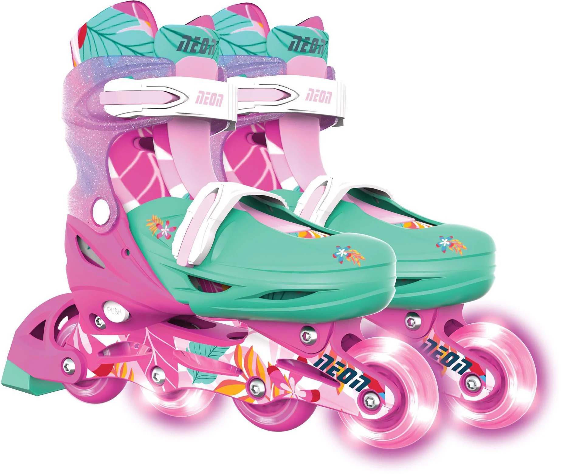 Patine cu rotile Neon Combo, 34-37, Flori
