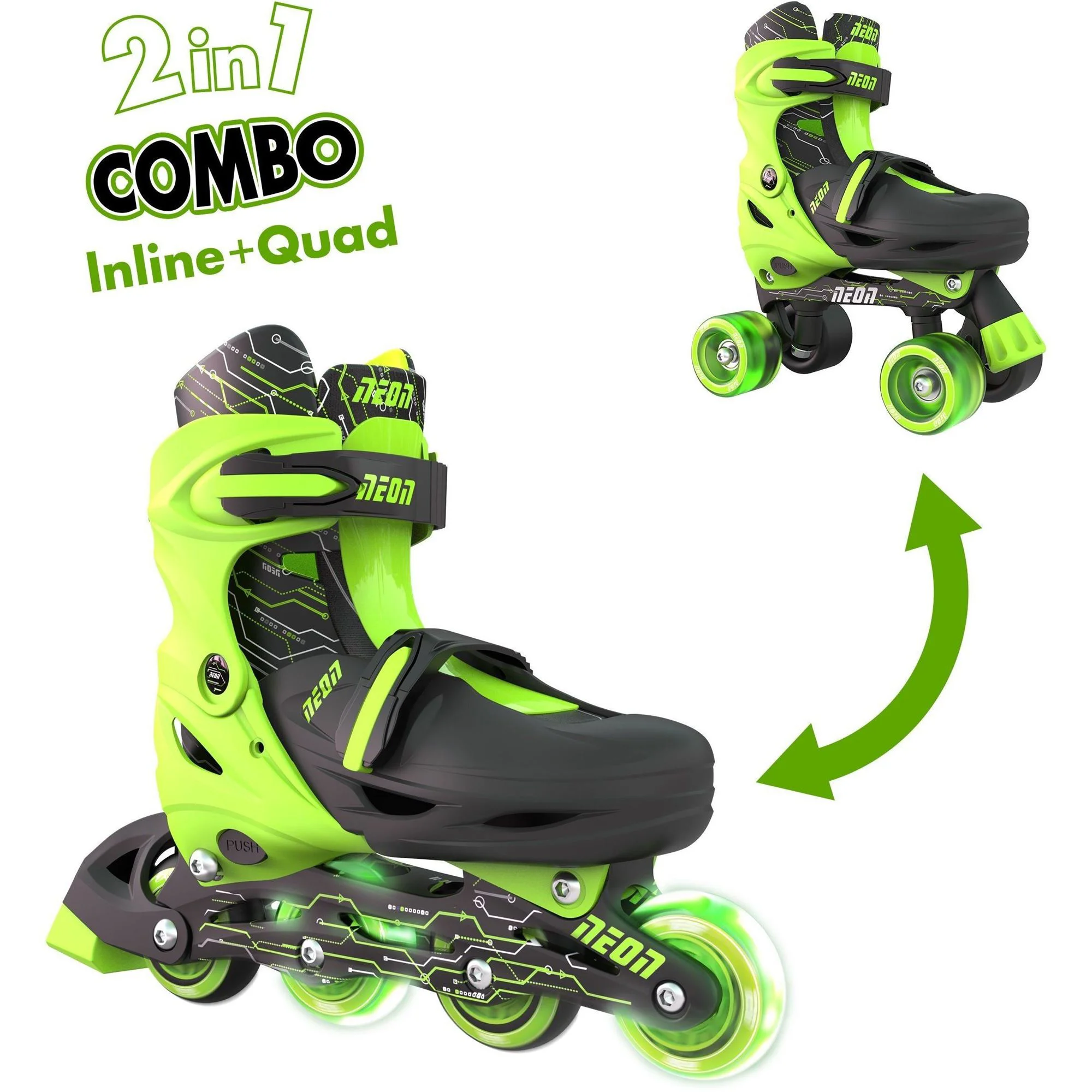 Patine cu rotile Neon Combo, 34-37, Lime