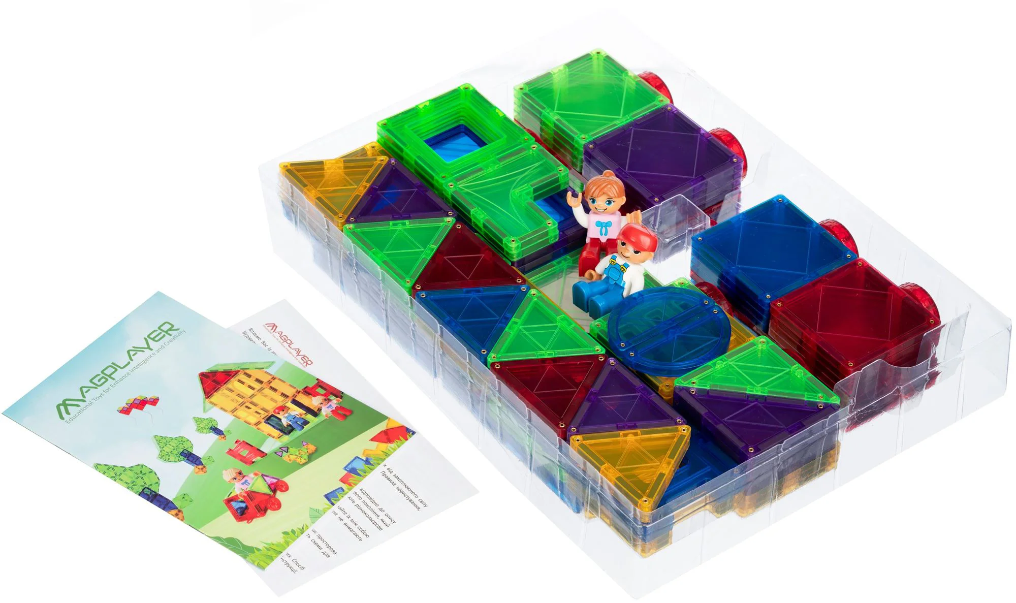 Set de constructie Magplayer placi magnetice, 112 piese