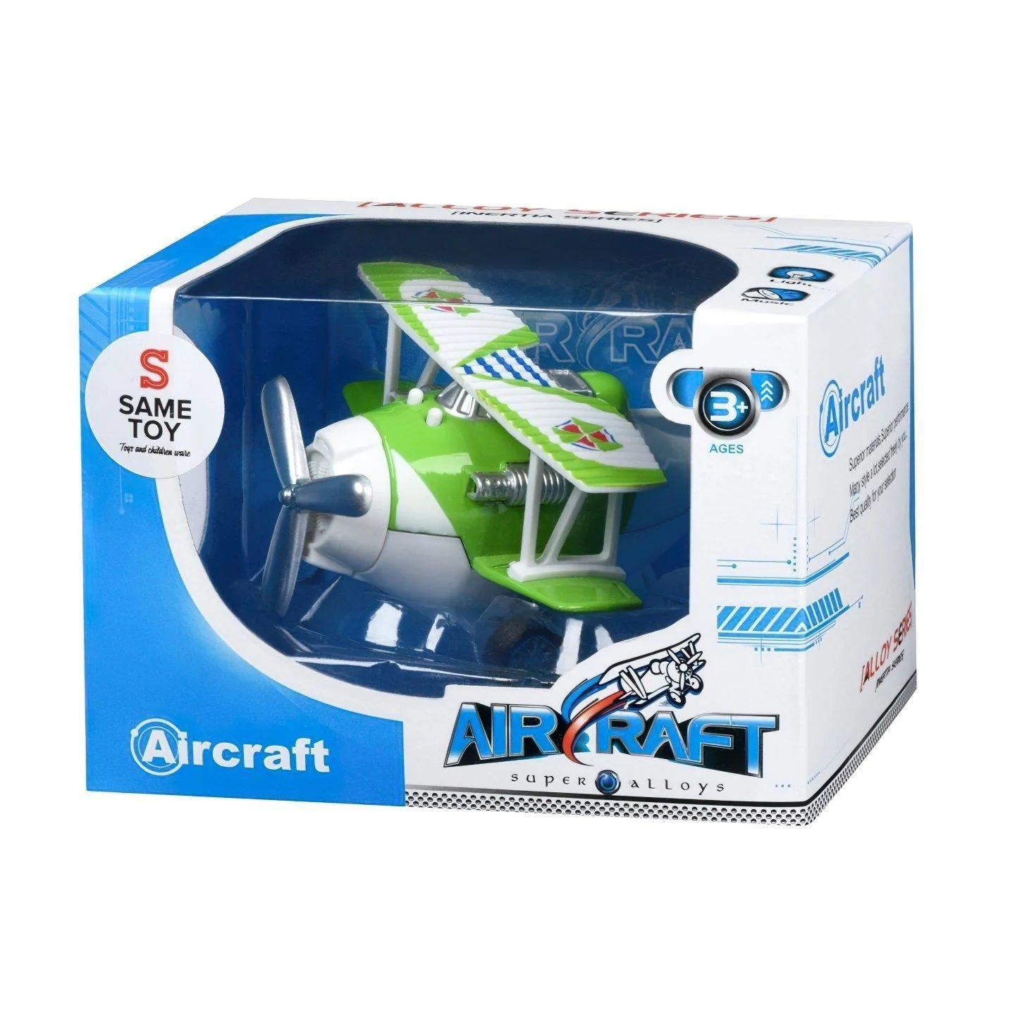 Инерционный самолёт с звуком и светом Same Toy Aircraft Зелёный
