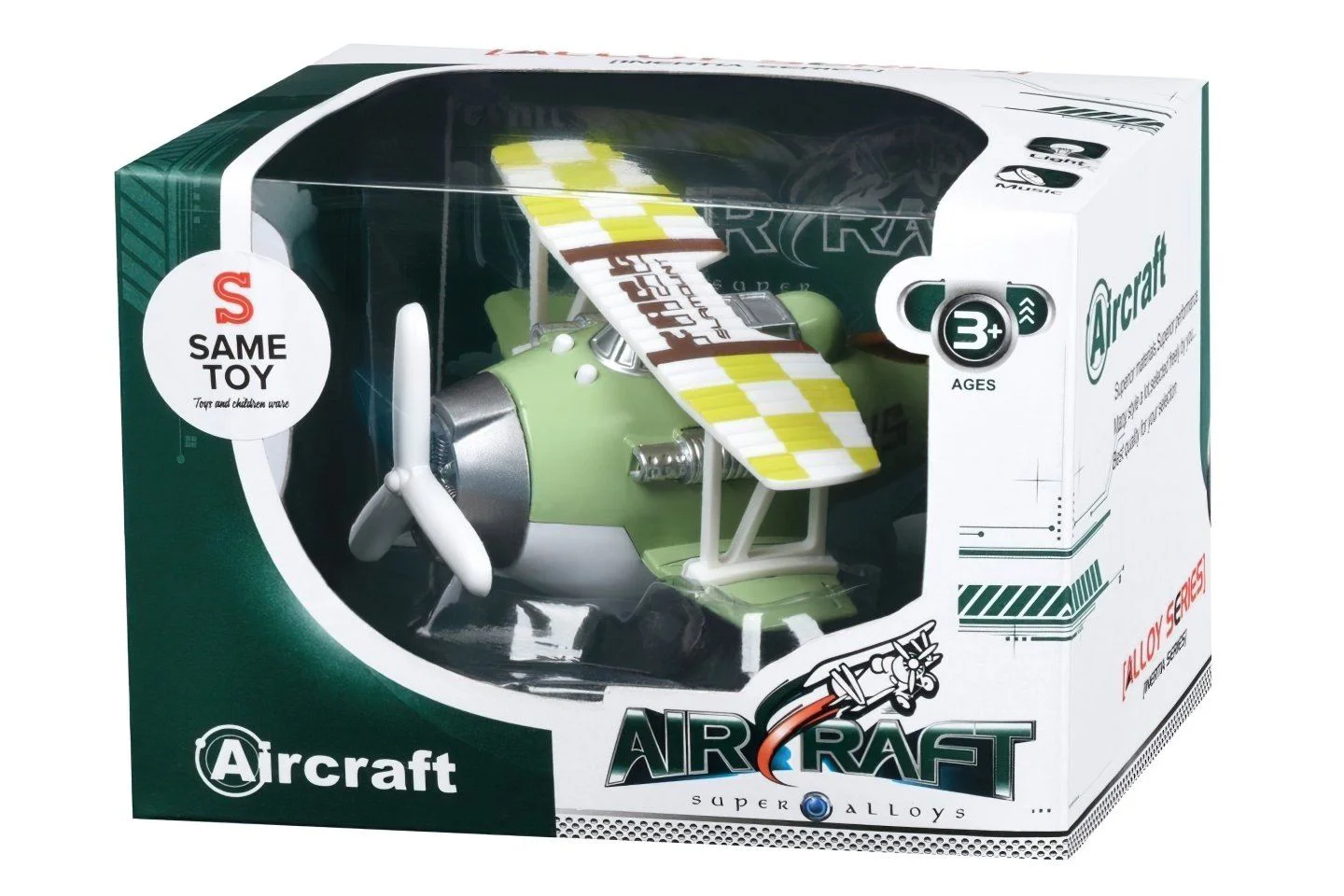 Инерционный самолёт с звуком и светом Same Toy Aircraft Зелёный