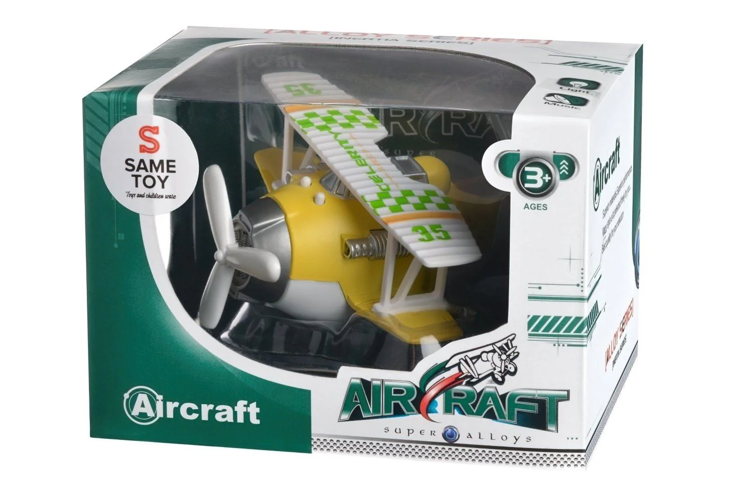 Инерционный самолёт с звуком и светом Same Toy Aircraft Жёлтый