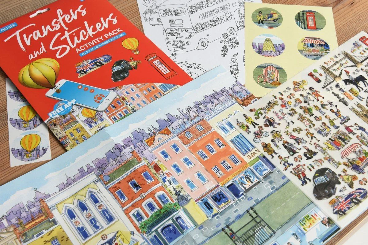 Set de stickere transferabile Scribble Down cu aplicatie online - Londra
