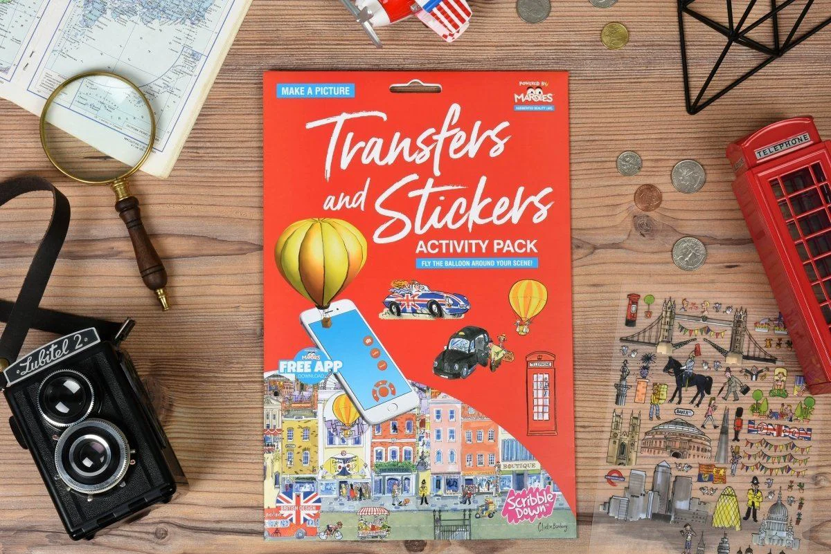 Set de stickere transferabile Scribble Down cu aplicatie online - Londra