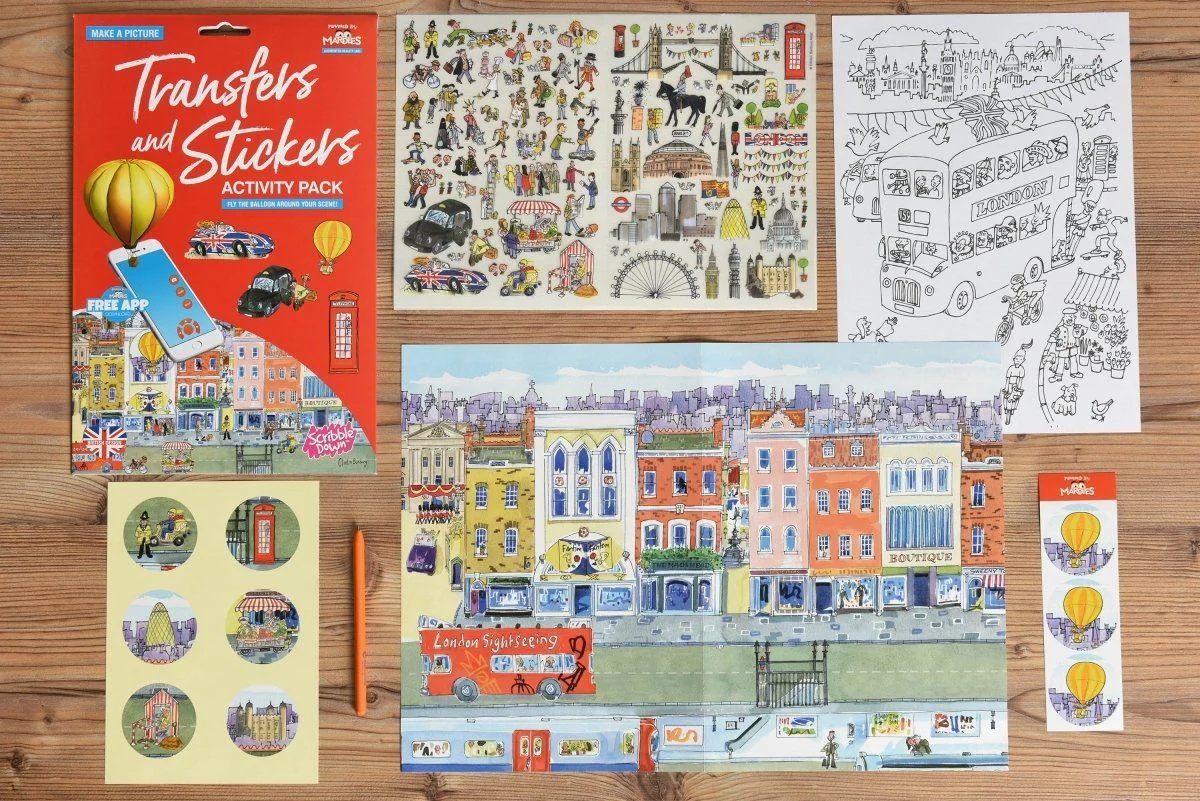 Set de stickere transferabile Scribble Down cu aplicatie online - Londra
