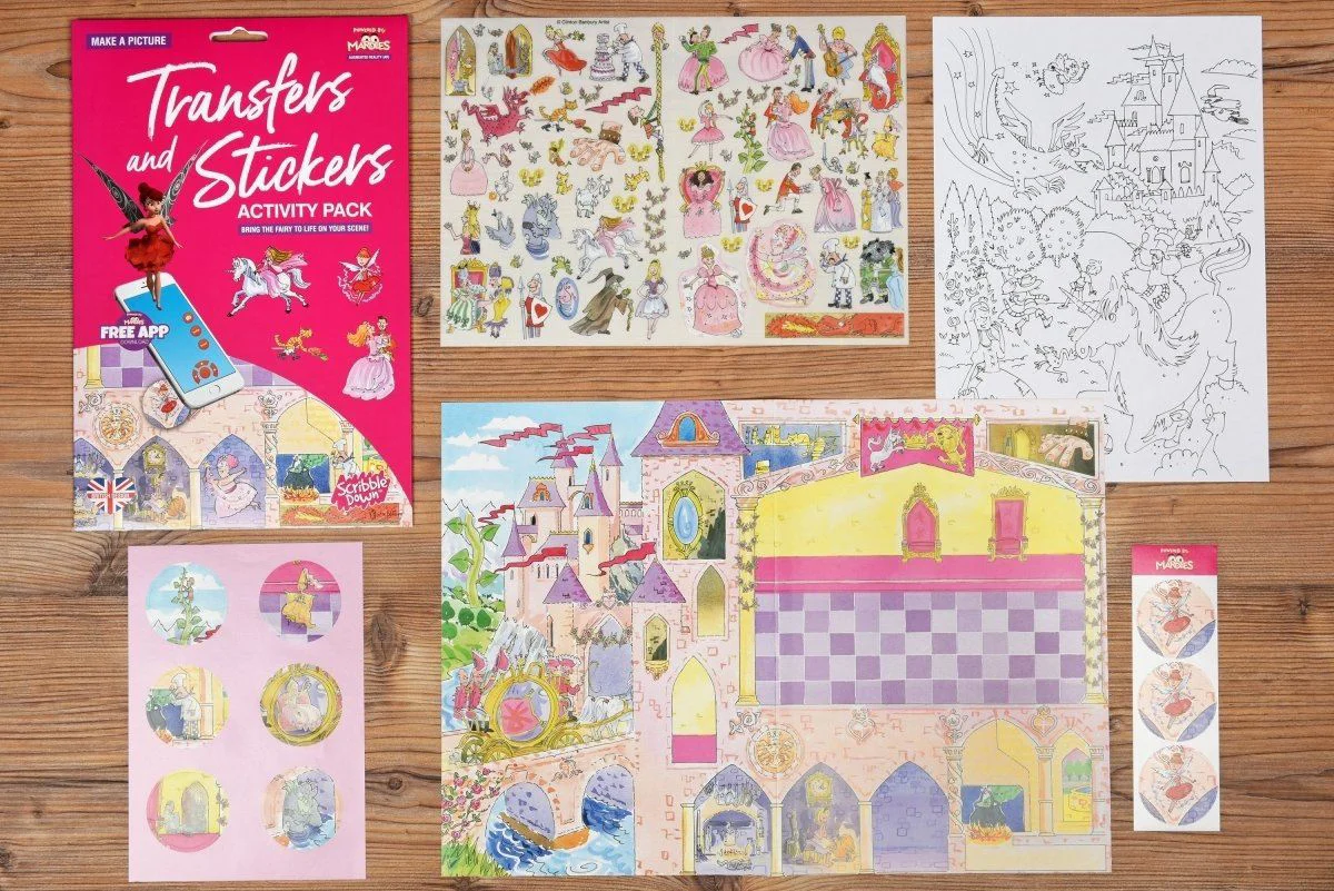 Set de stickere transferabile Scribble Down cu aplicatie online - Povestea Printesei