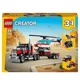Set de constructie 3 in 1 LEGO Creator Camioneta-platforma cu elicopter, 270 el. foto