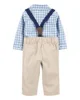 Carter's Set 3 piese Blue Gingham - Body tip camasa, pantaloni si bretele foto