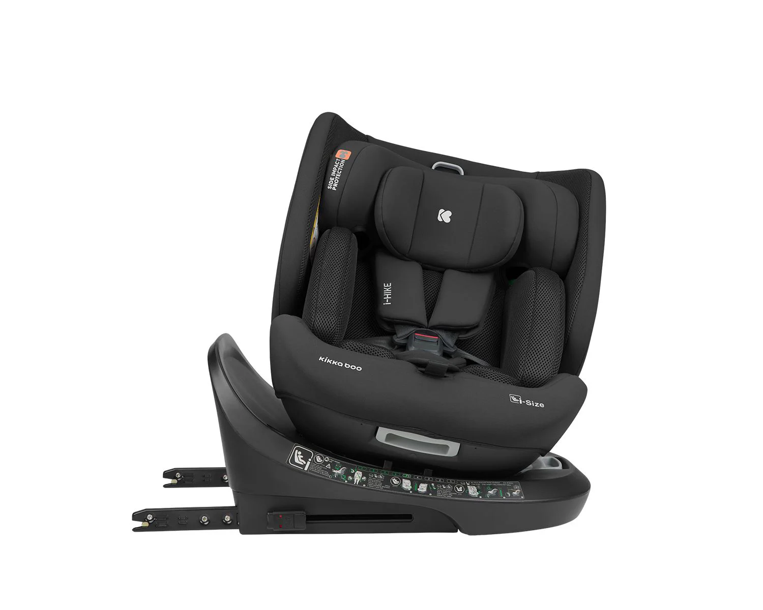 Scaun auto rotativ cu isofix KikkaBoo i-Hike Black, 40-150 cm
