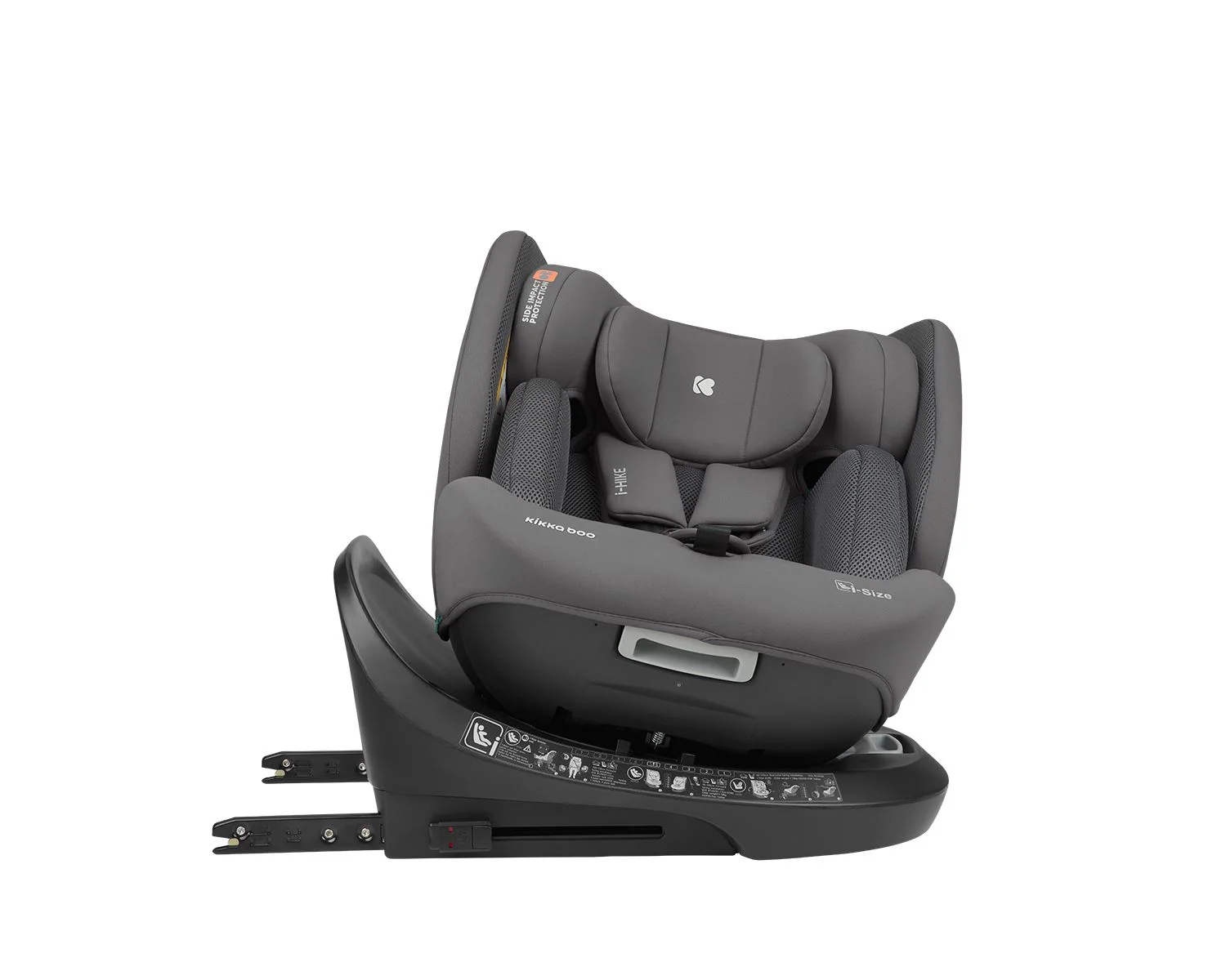 Scaun auto rotativ cu isofix KikkaBoo i-Hike Dark Grey, 40-150 cm