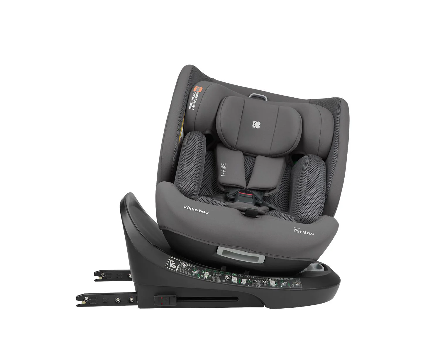 Scaun auto rotativ cu isofix KikkaBoo i-Hike Dark Grey, 40-150 cm