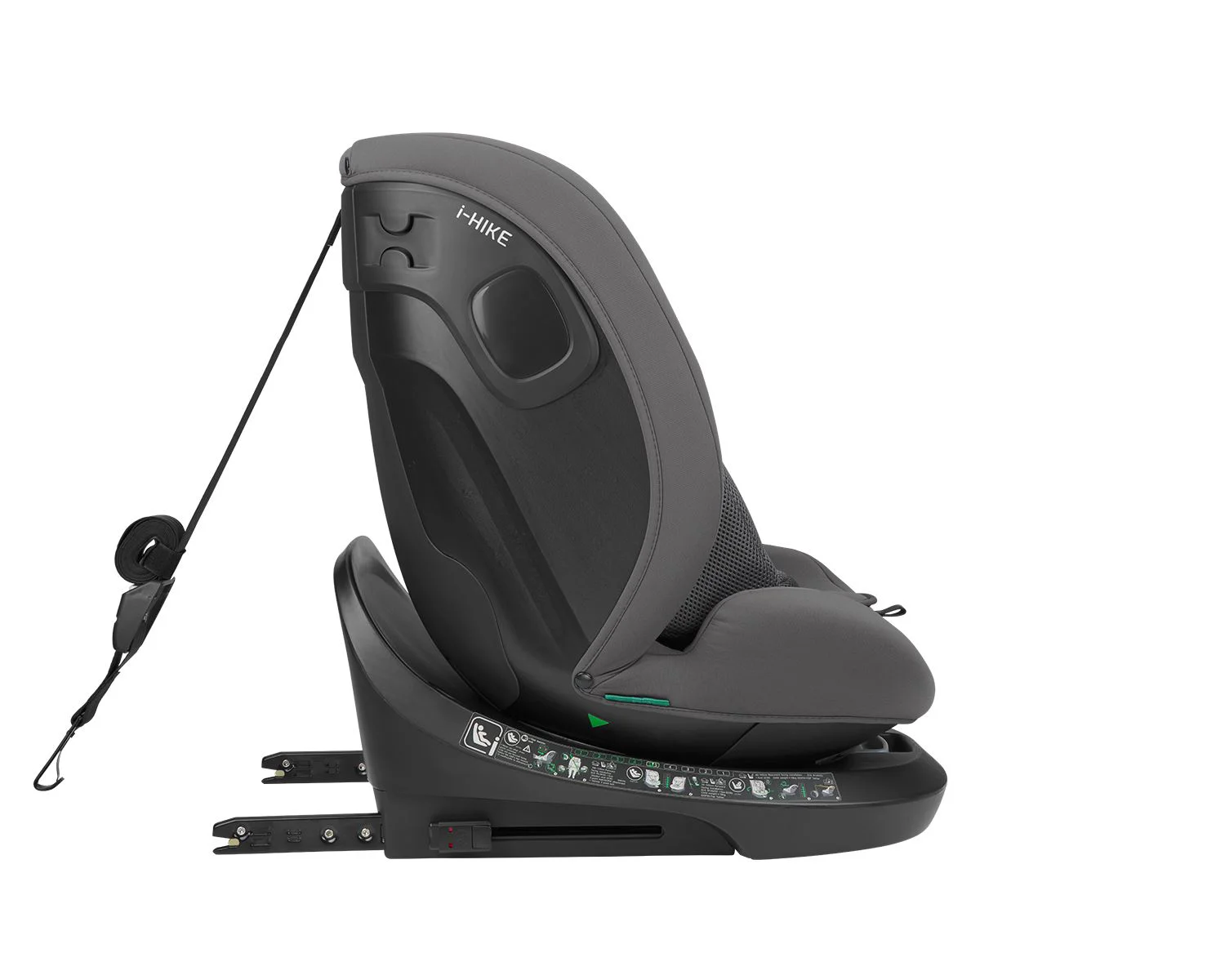 Scaun auto rotativ cu isofix KikkaBoo i-Hike Dark Grey, 40-150 cm