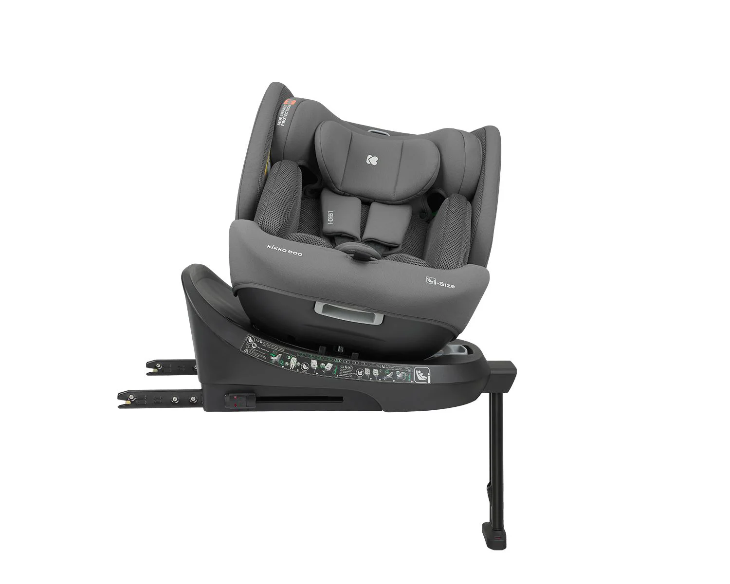 Scaun auto rotativ cu isofix KikkaBoo i-Orbit Dark Grey, 40-150 cm