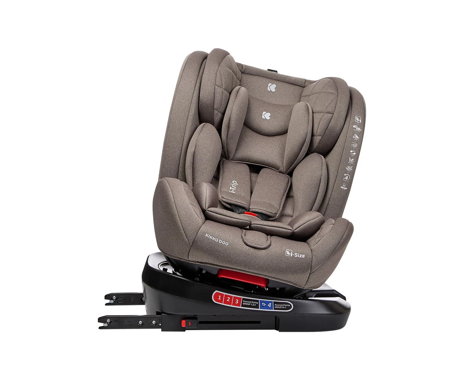 Вращающееся автокресло с изофиксом KikkaBoo i-Trip Beige, 40-150 см