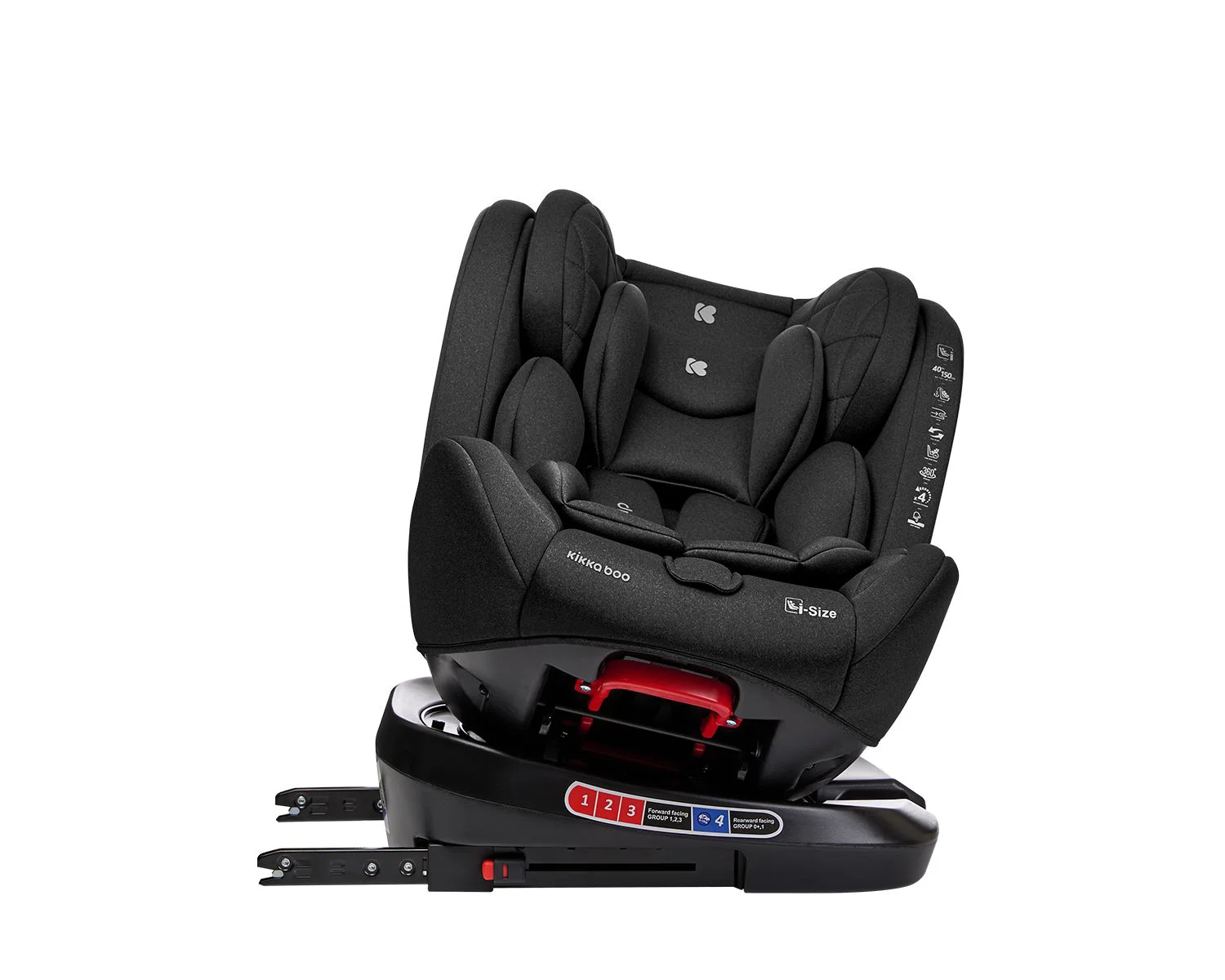 Scaun auto rotativ cu isofix KikkaBoo i-Trip Black, 40-150 cm
