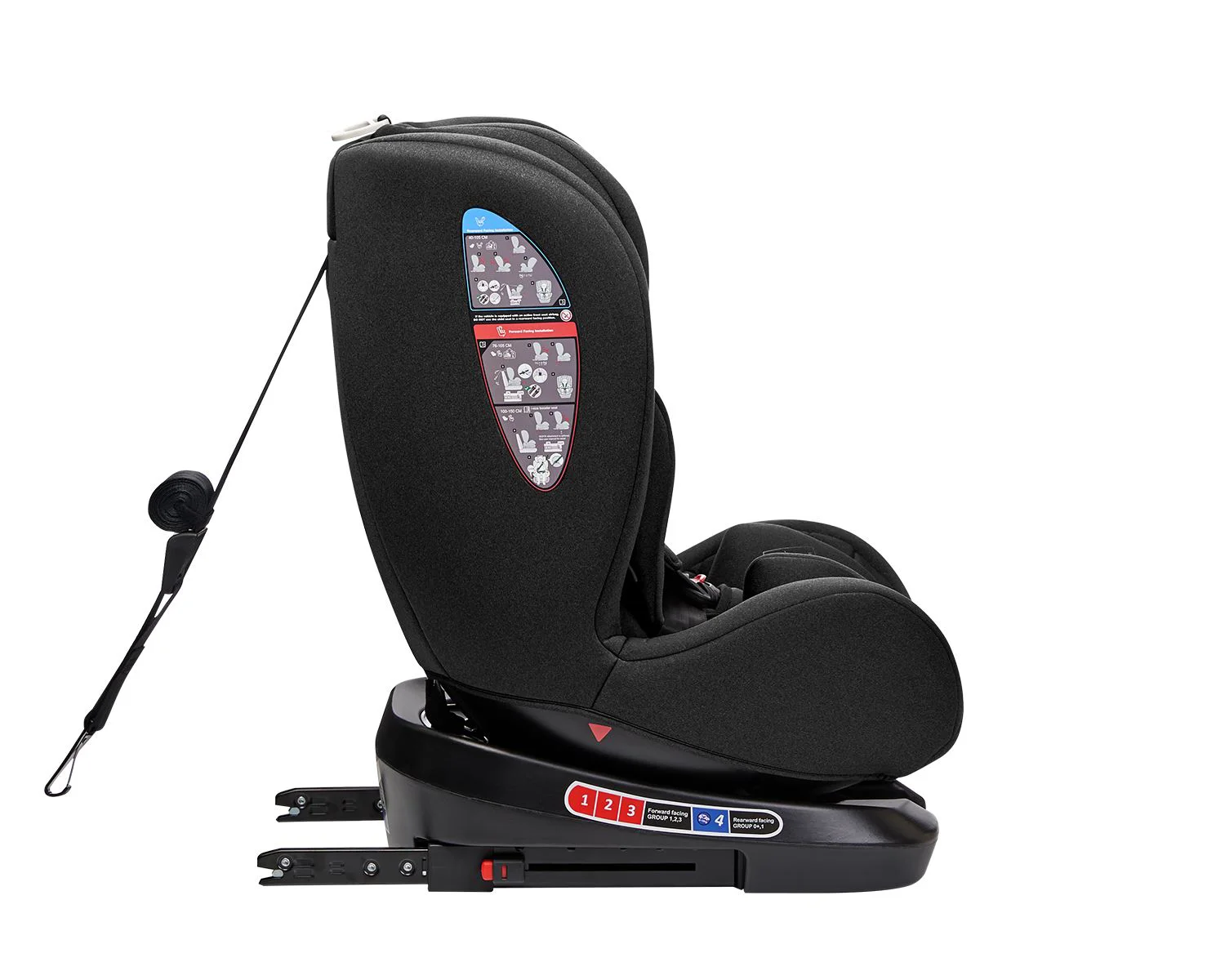 Scaun auto rotativ cu isofix KikkaBoo i-Trip Black, 40-150 cm