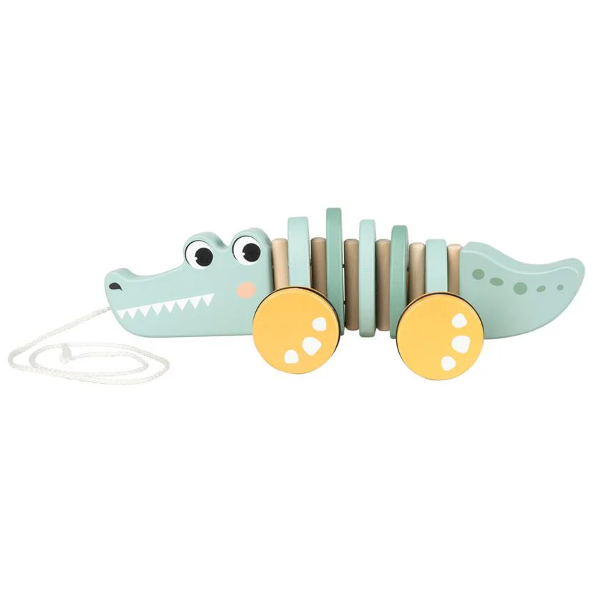 Jucarie de tras din lemn Premaman Crocodil Multicolor