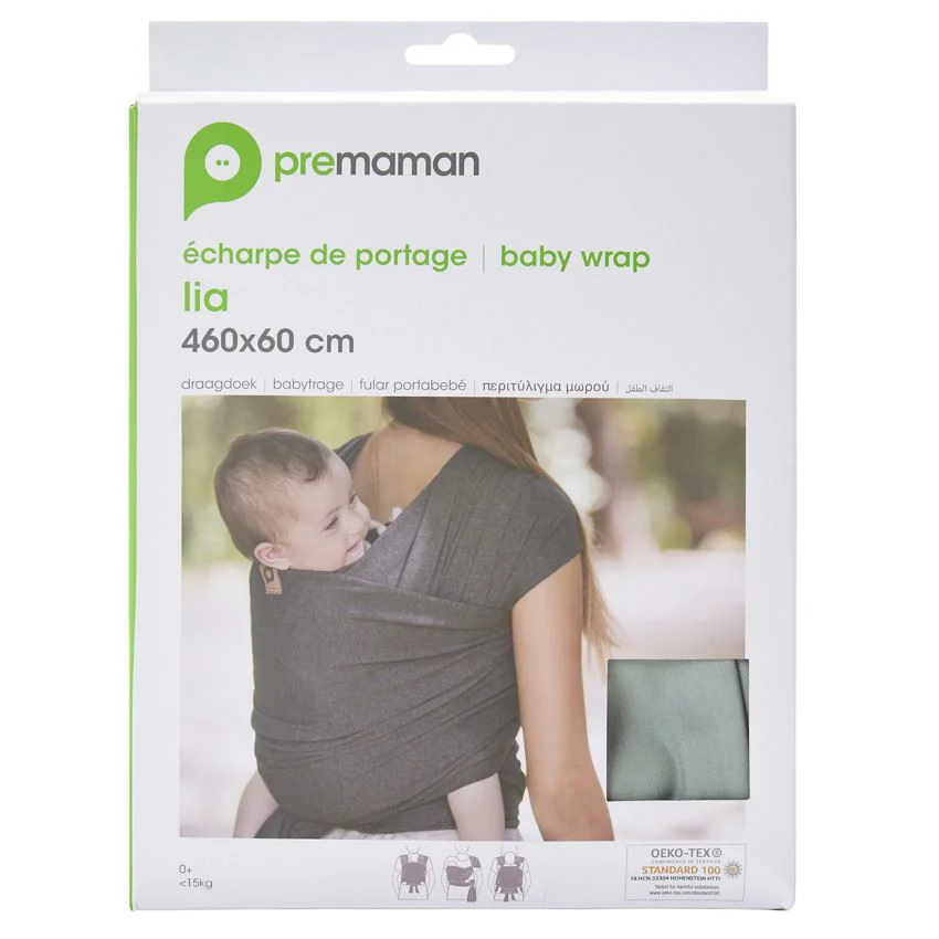 Sistem de purtare wrap elastic pentru bebelusi Premaman Lia Kaki
