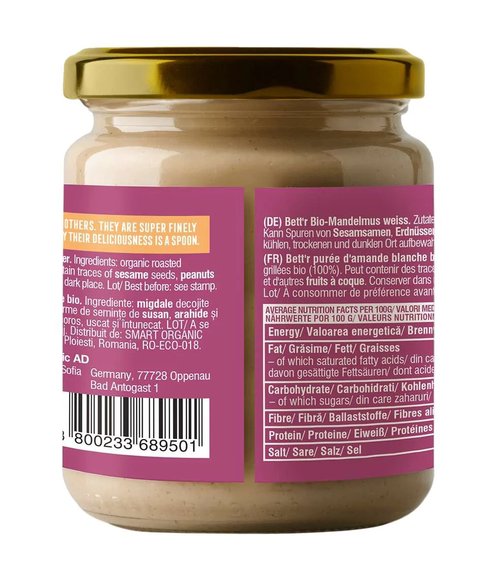 Crema bio de migdale albe Bett'r, 250 g