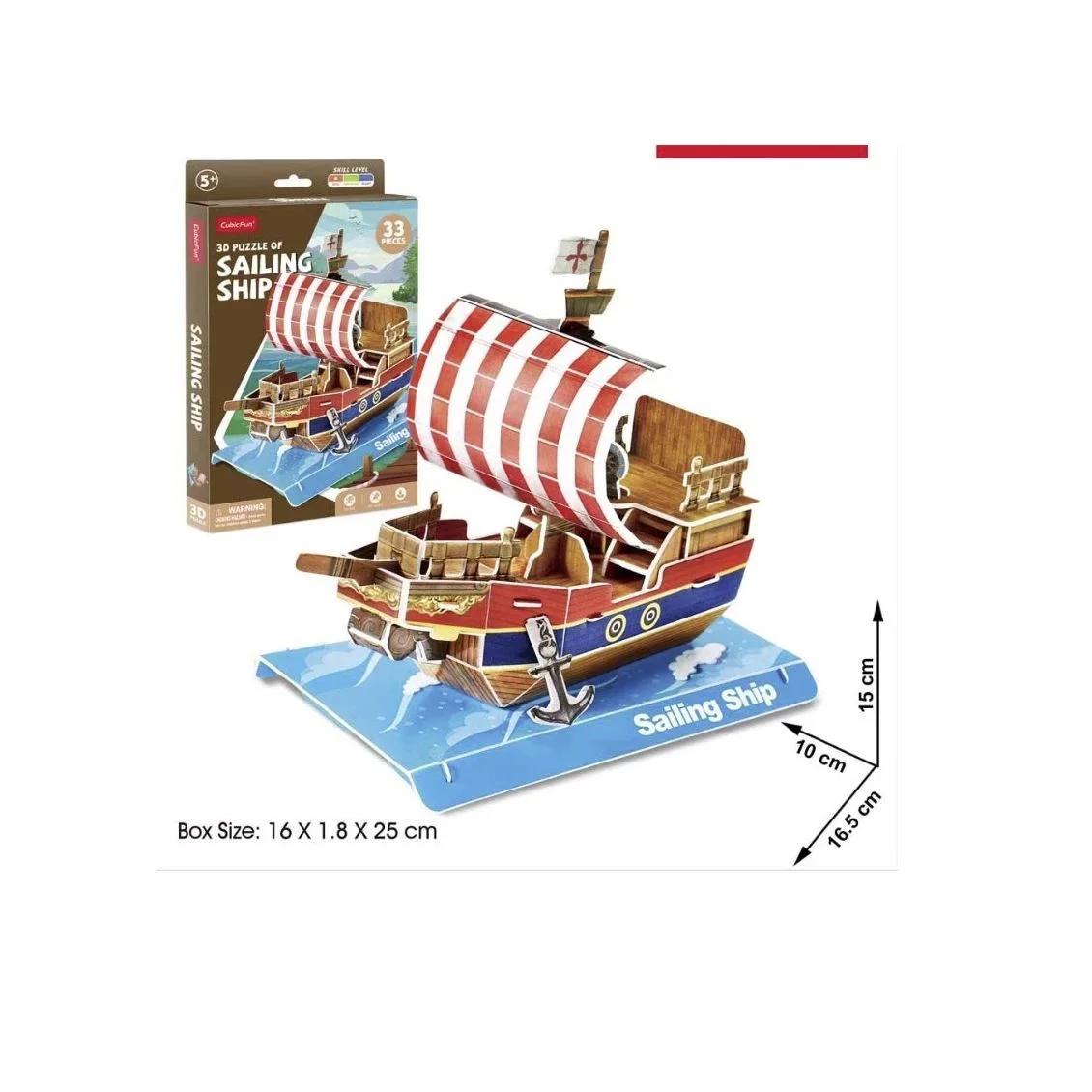 Puzzle 3D CubicFun Corabie cu panze